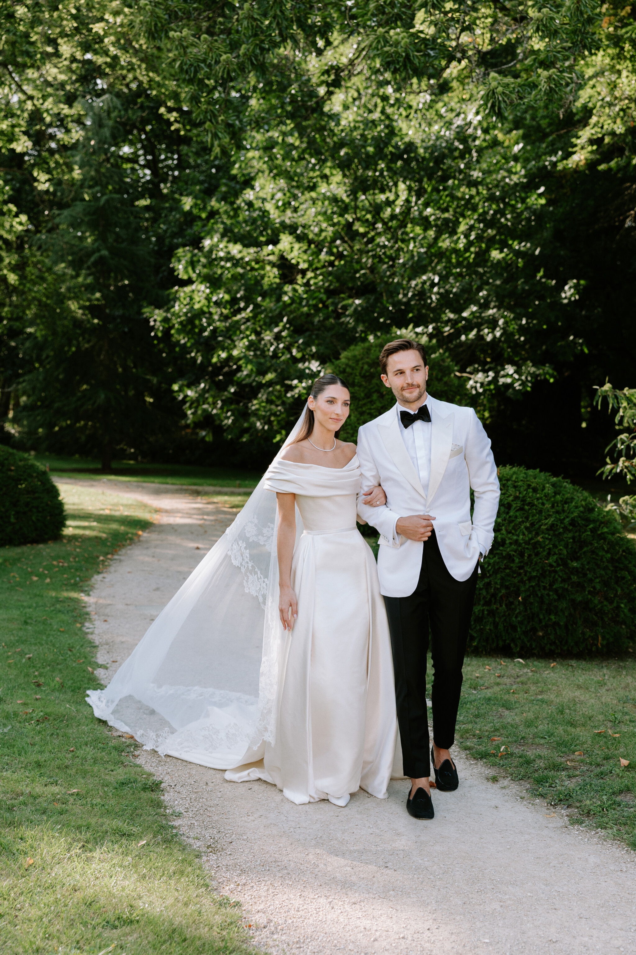 Phillipa Lepley Bride Blaize Off The Shoulder Bespoke Duchess Satin Gown With Detachable Overskirt