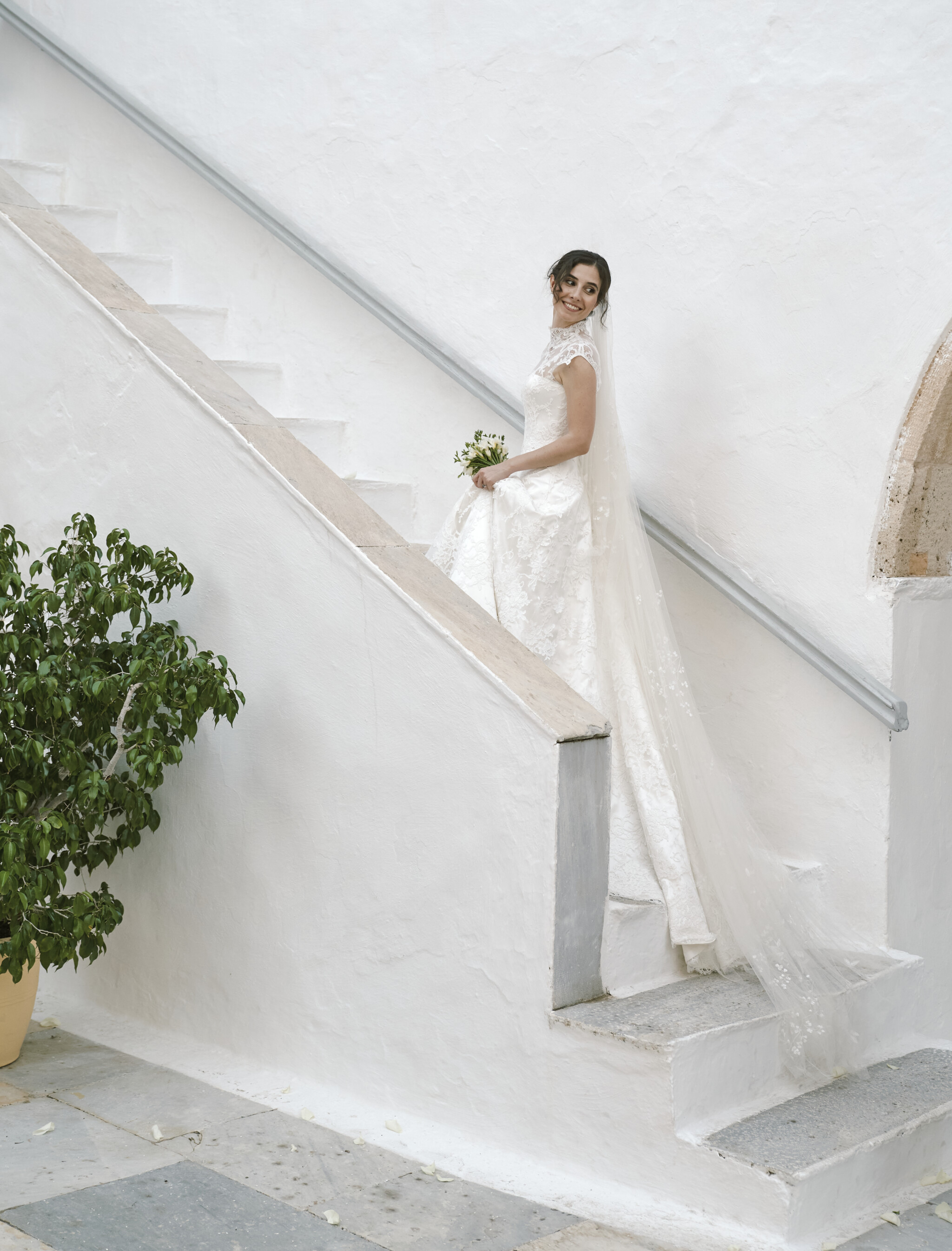 Phillipa Lepley Bride Maria High Neck Lace Corseted Couture Wedding Dress