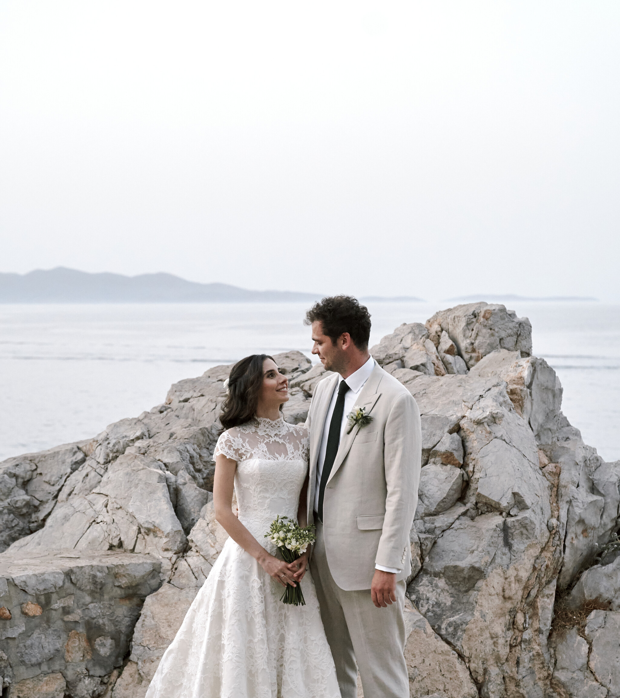 Phillipa Lepley Bride Maria High Neck Lace Corseted Couture Wedding Dress