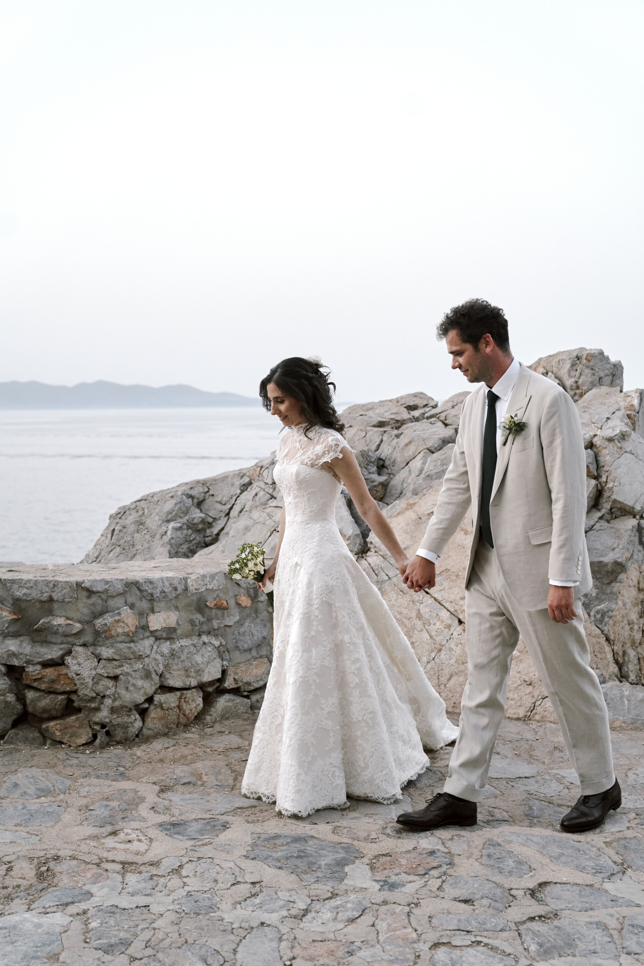 Phillipa Lepley Bride Maria High Neck Lace Corseted Couture Wedding Dress