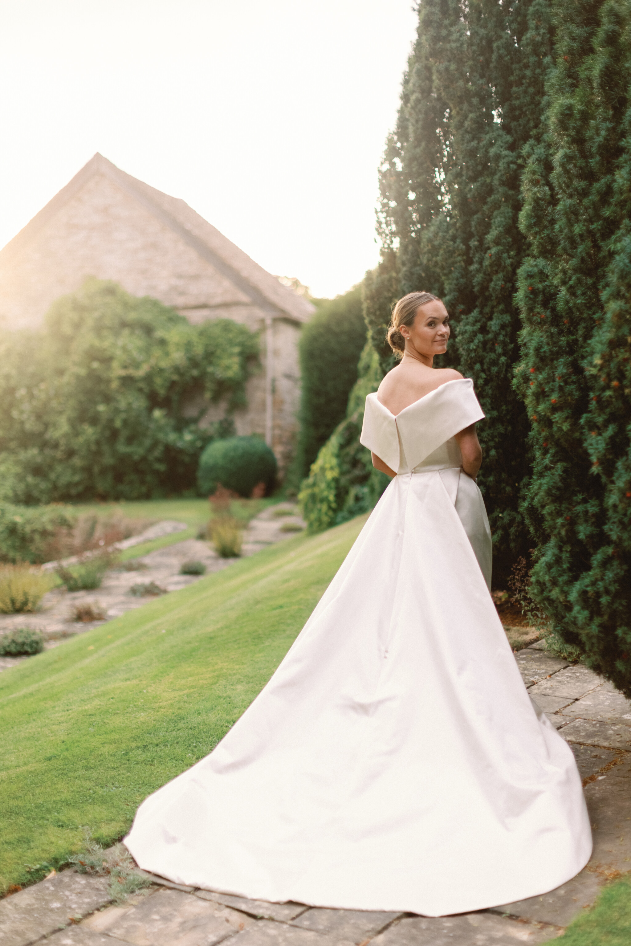 Phillipa Lepley Bride Sophie Modern Duchess Satin Off The Shoulder Wedding Dress