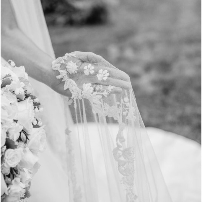 Phillipa Lepley Couture Bespoke Monogrammed and Personalised Embroidered Veil
