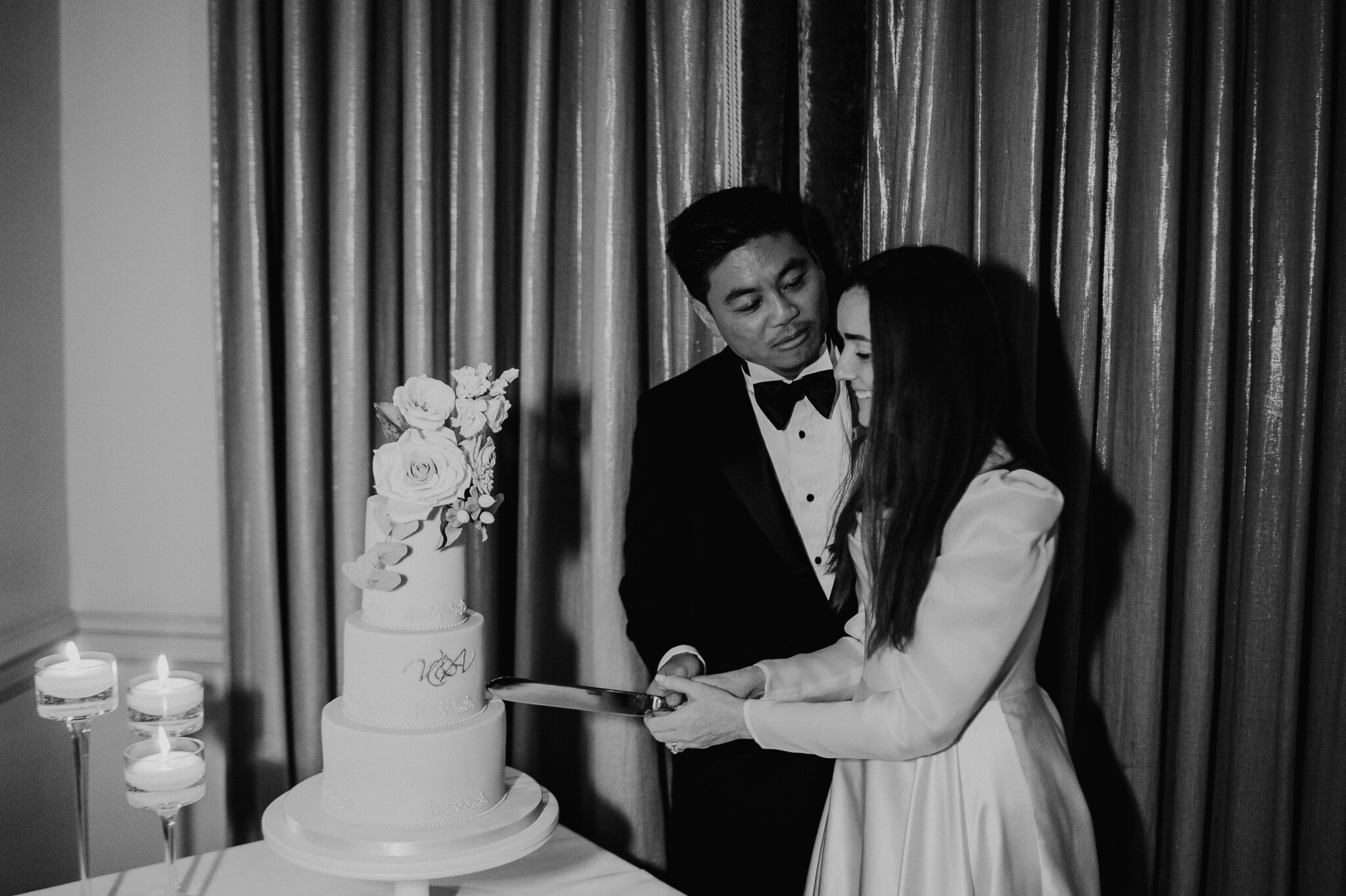 Phillipa Lepley Bride Vanessa Couture Duchess Satin Wedding Dress With Organza Long Sleeves