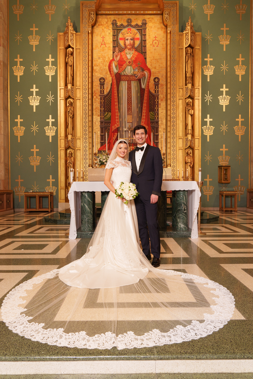 Phillipa Lepley Bride Bespoke High Neck Symmetrical Scroll Lace Wedding Dress For Texas Wedding