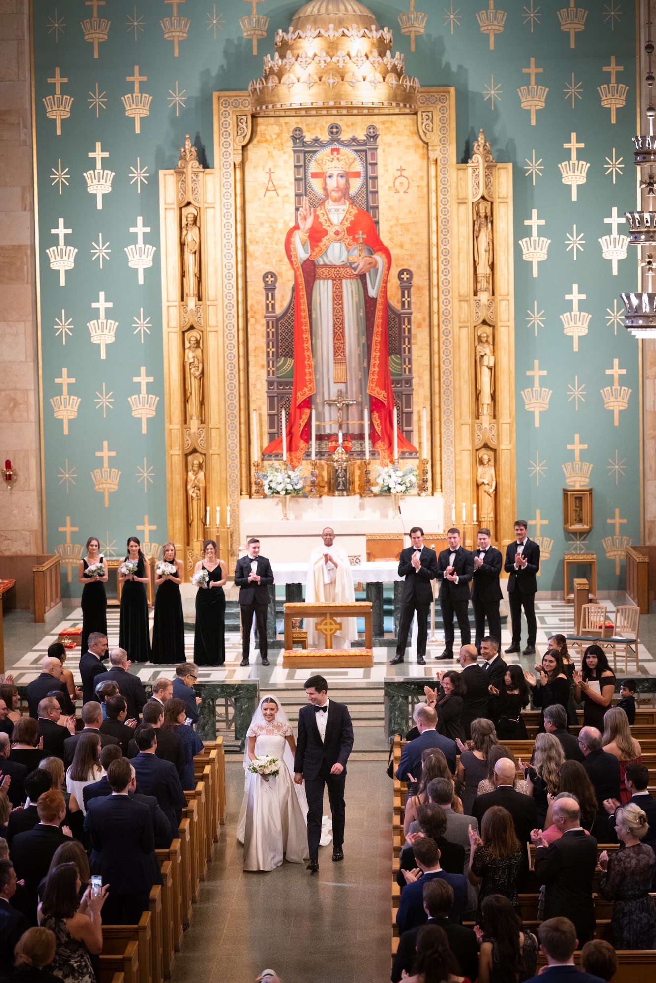 Phillipa Lepley Bride Bespoke High Neck Symmetrical Scroll Lace Wedding Dress For Texas Wedding