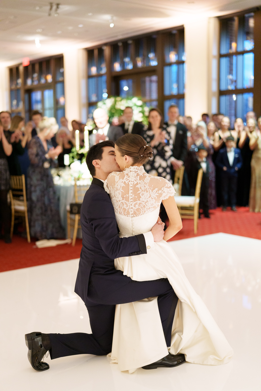 Phillipa Lepley Bride Bespoke High Neck Symmetrical Scroll Lace Wedding Dress For Texas Wedding