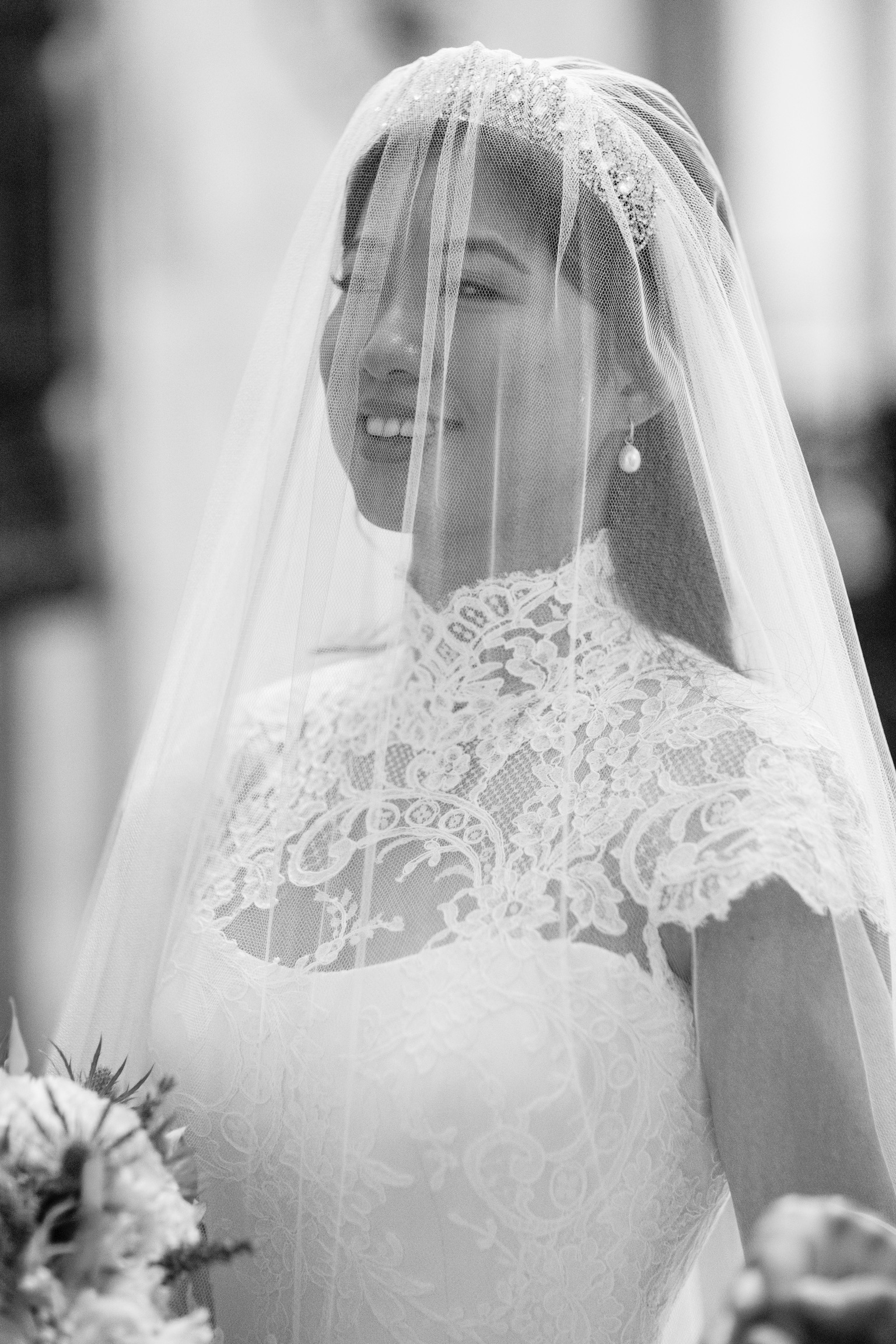 Phillipa Lepley Bride Alice High Neck Lace Couture Wedding Dress And Lace Veil