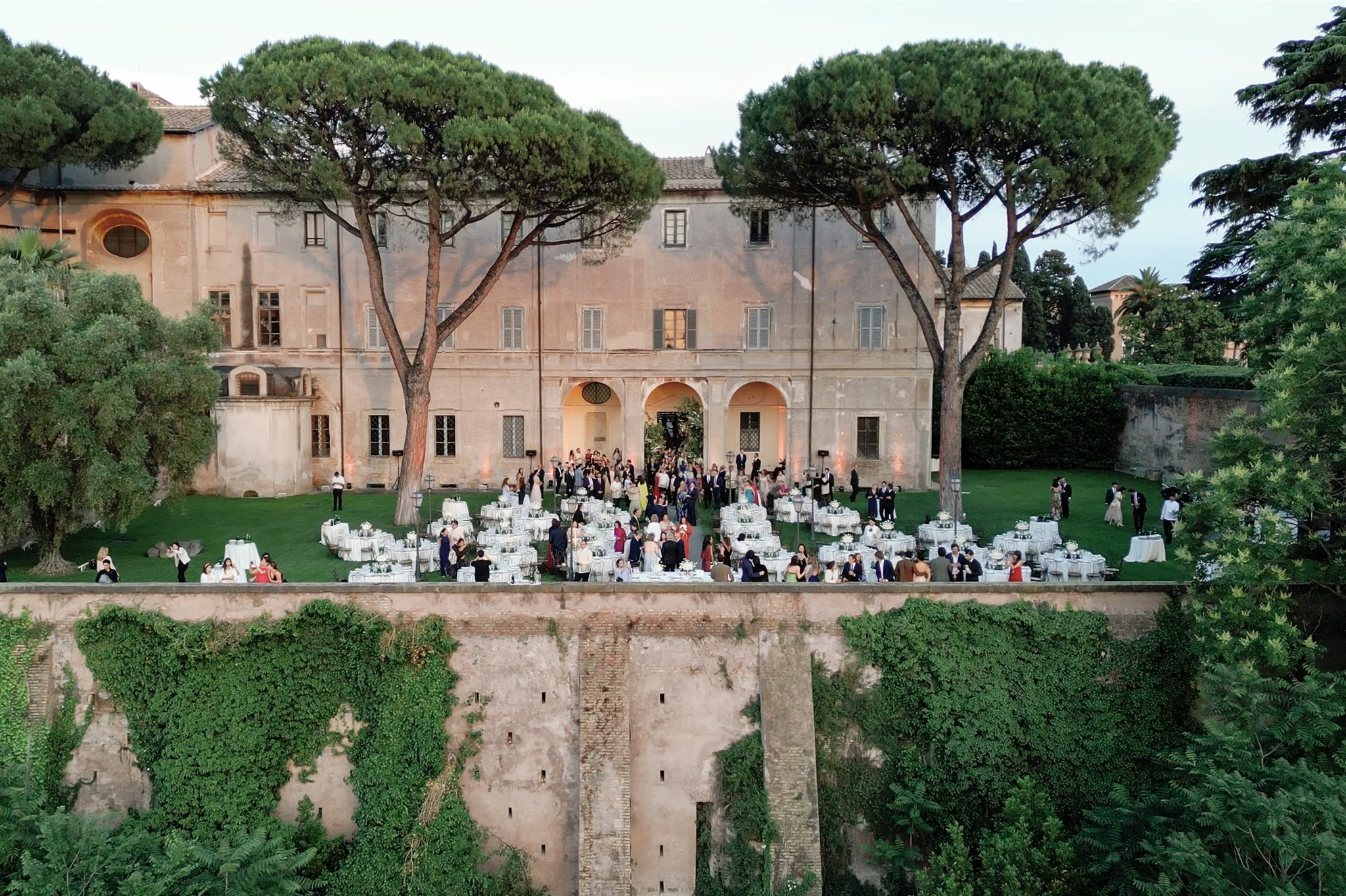 Phillipa Lepley Bride Tosca Bespoke Duchess Satin Long Sleeve Wedding Dress with Square Neckline and Removable Overskirt Rome Wedding