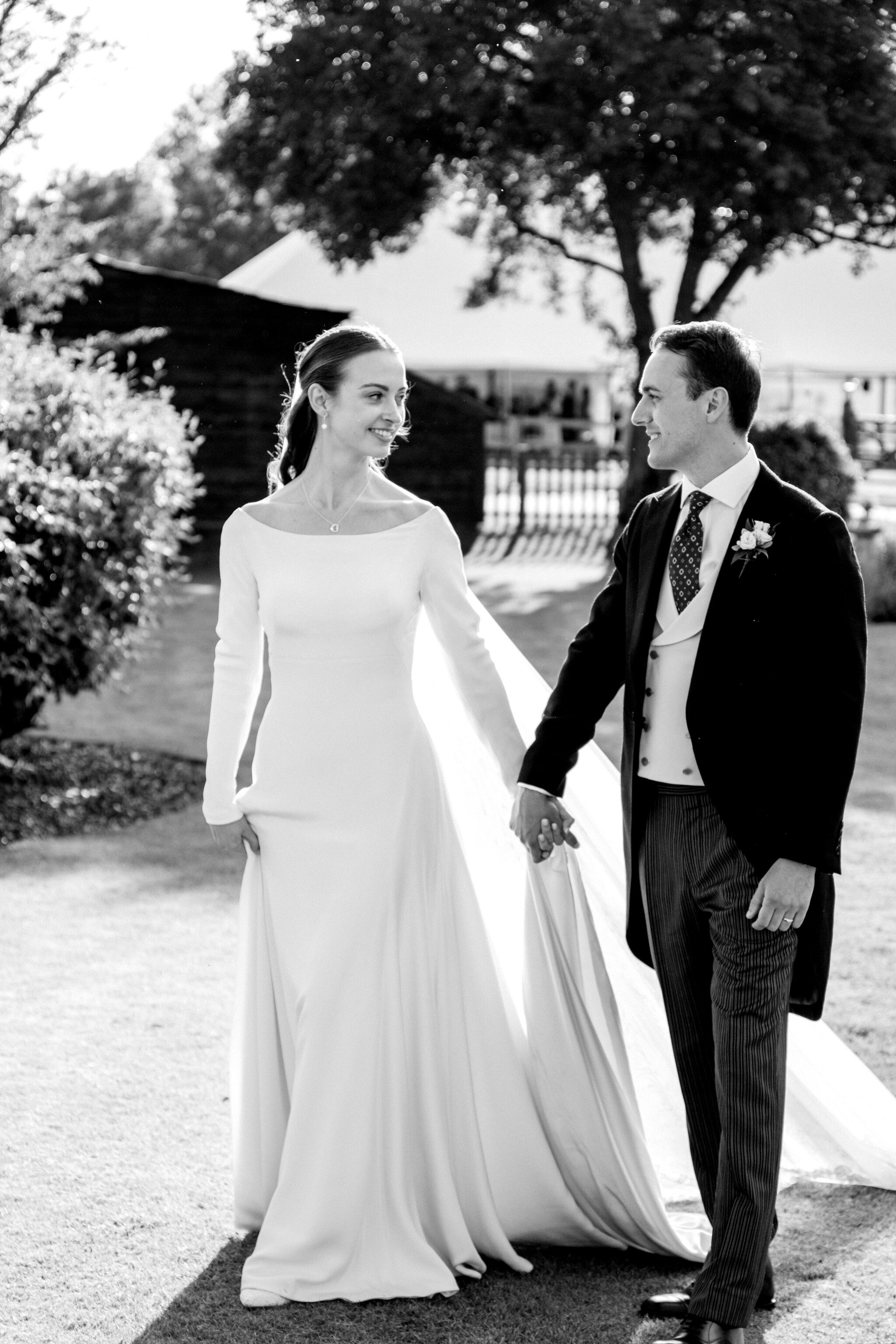 Phillipa Lepley bride Emily Couture Silk Crepe Wedding Dress Long Sleeve Bateau Neckline