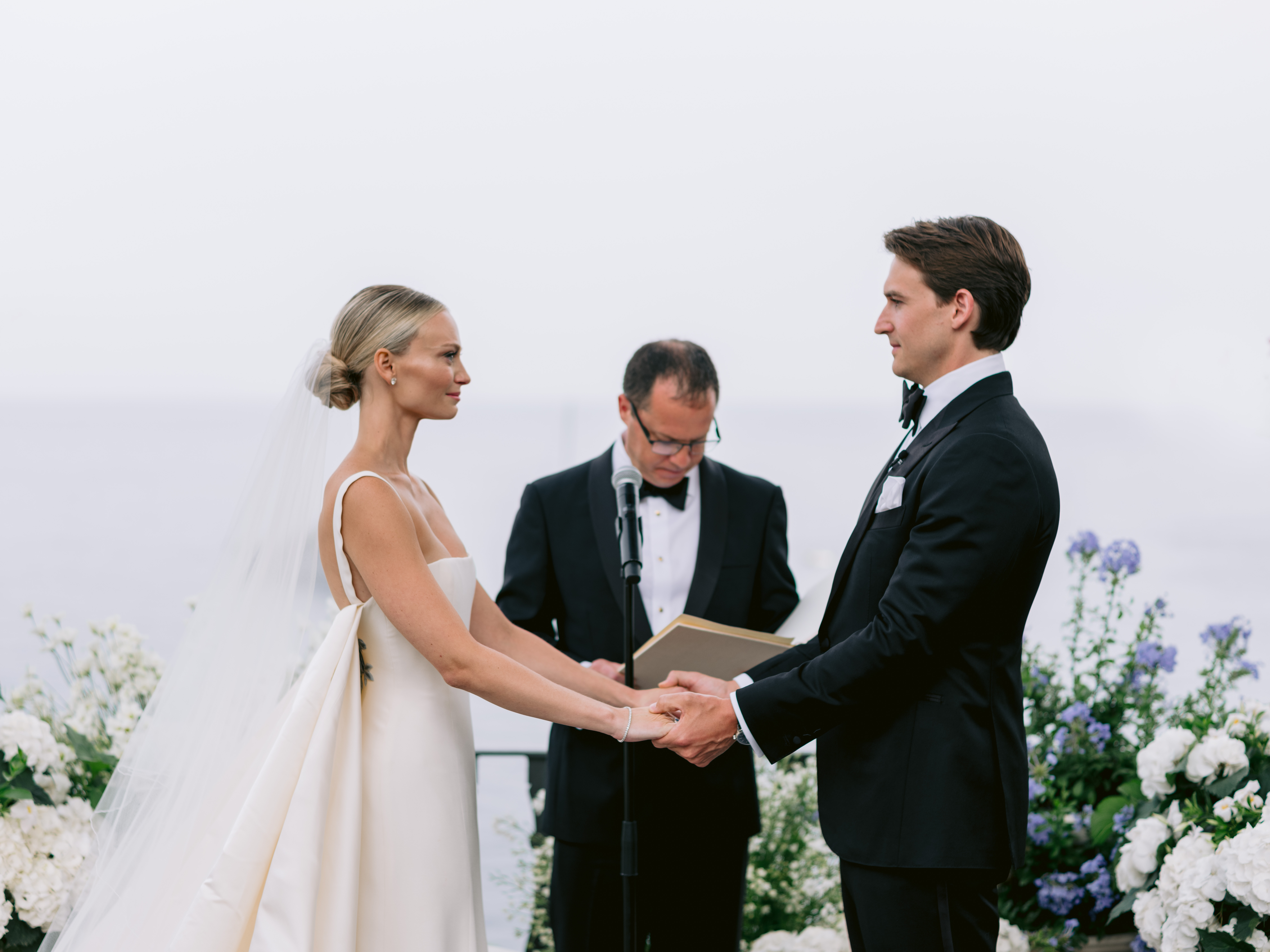 Vogue Wedding Phillipa Lepley Bespoke Wedding Dress Ivory Silk Crepe Fitted Gown With Detachable Cape