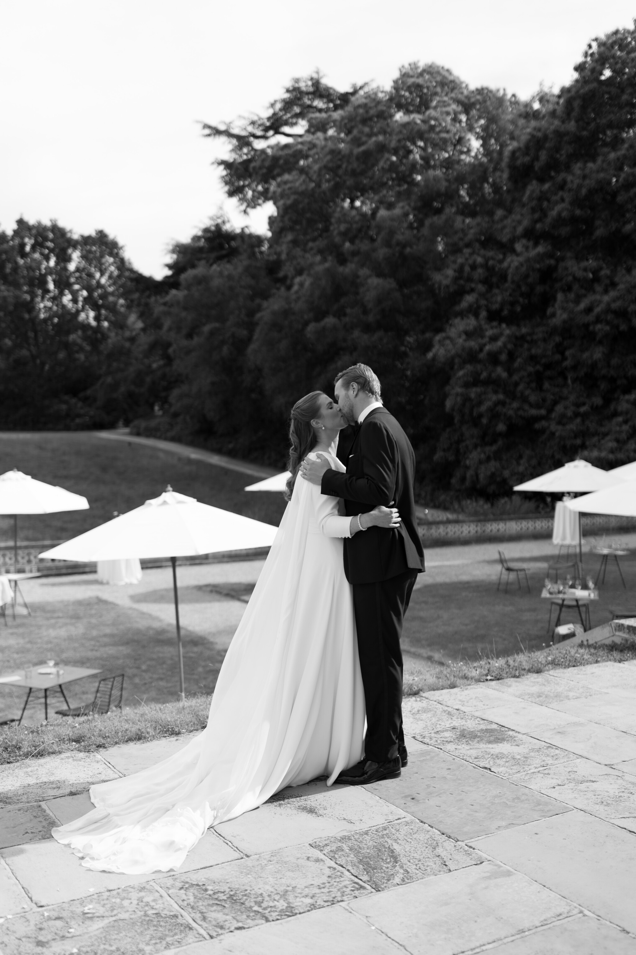 Phillipa Lepley Bride Charlotte Bespoke Silk Crepe Wedding Dress V Neckline And Sleeves With Detachable Silk Chiffon Cape