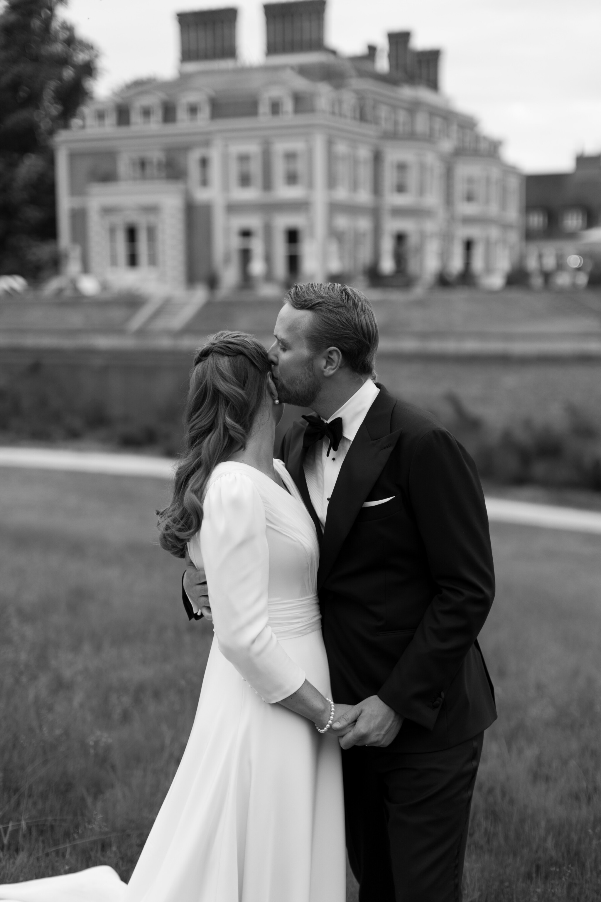 Phillipa Lepley Bride Charlotte Bespoke Silk Crepe Wedding Dress V Neckline And Sleeves With Detachable Silk Chiffon Cape