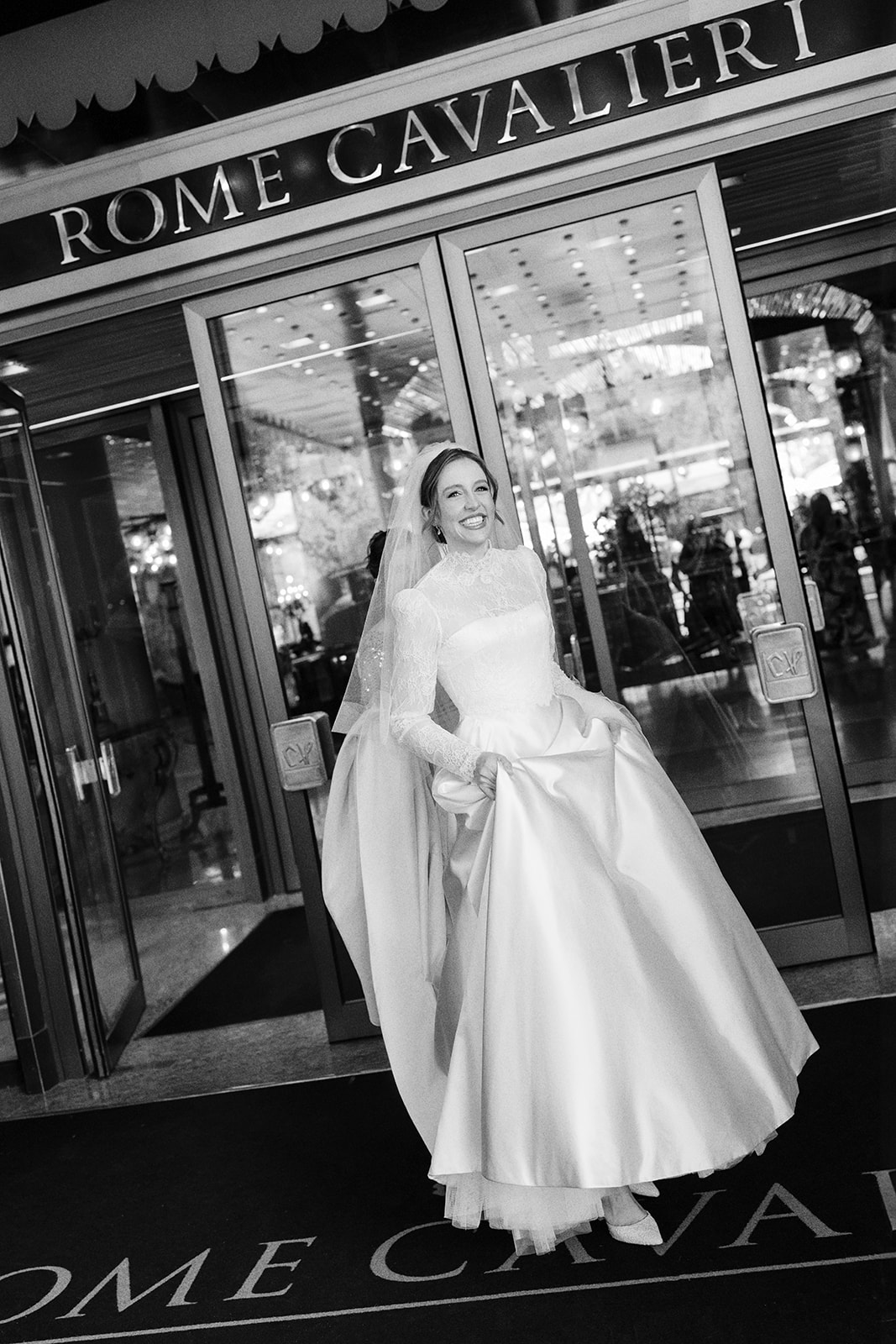 Phillipa Lepley Bride Taylor Bespoke Vatican Wedding Dress Duchess Satin Strapless Gown And Lace Long Sleeve Top With Embroidered Script Veil