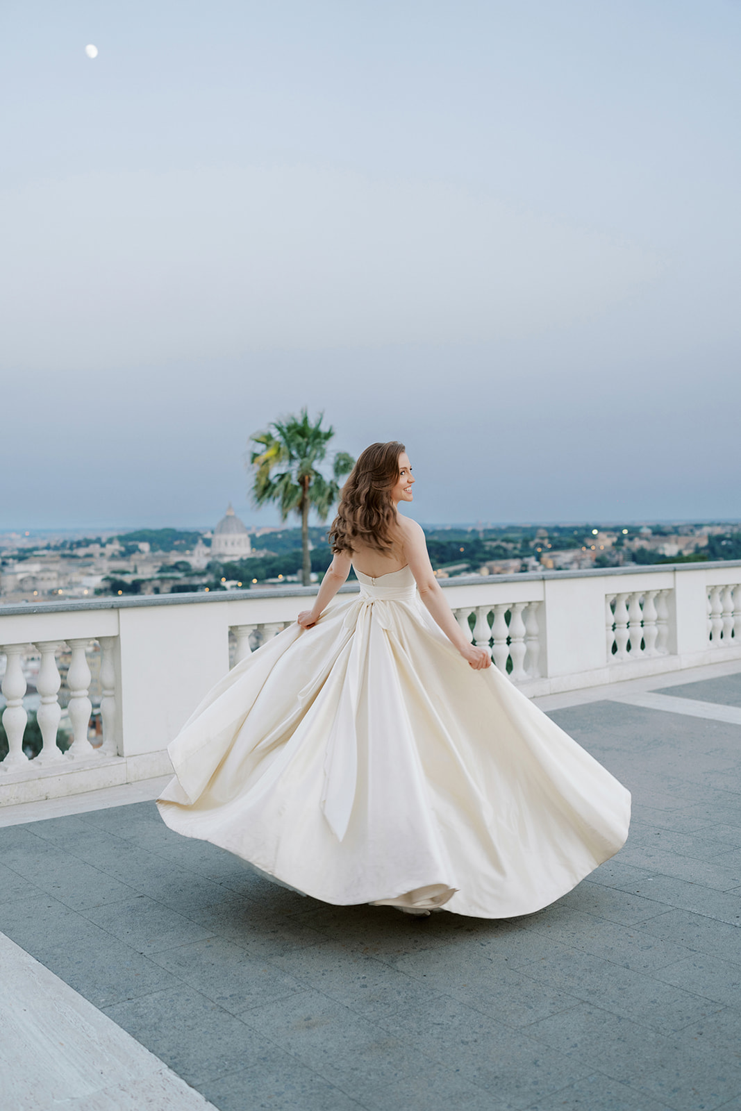 Phillipa Lepley Bride Taylor Bespoke Vatican Wedding Dress Duchess Satin Strapless Gown And Lace Long Sleeve Top With Embroidered Script Veil