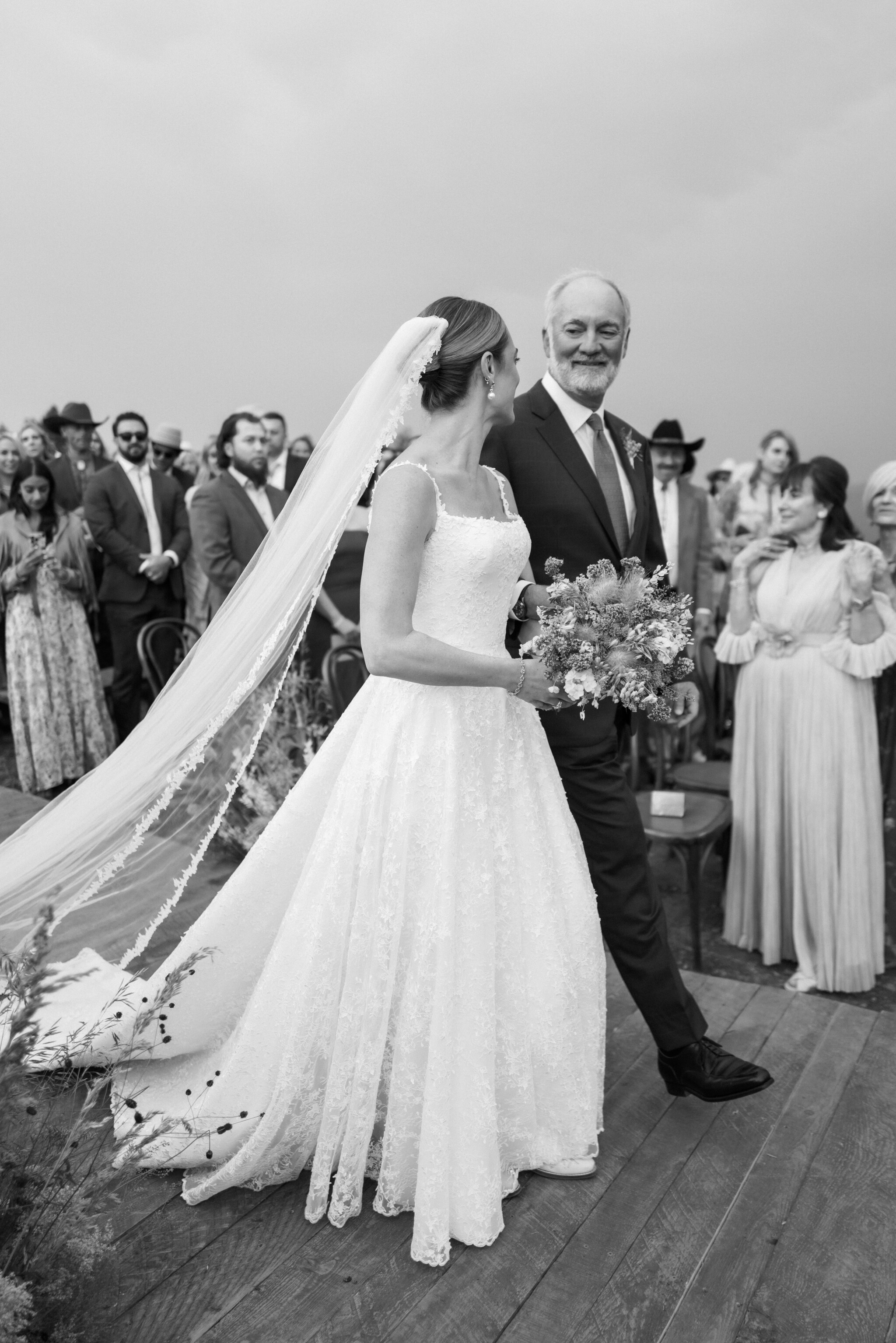 Phillipa Lepley Bride Alex Couture Bespoke Lace Wedding Dress With Straps Lace Wedding Veil Montana Wedding