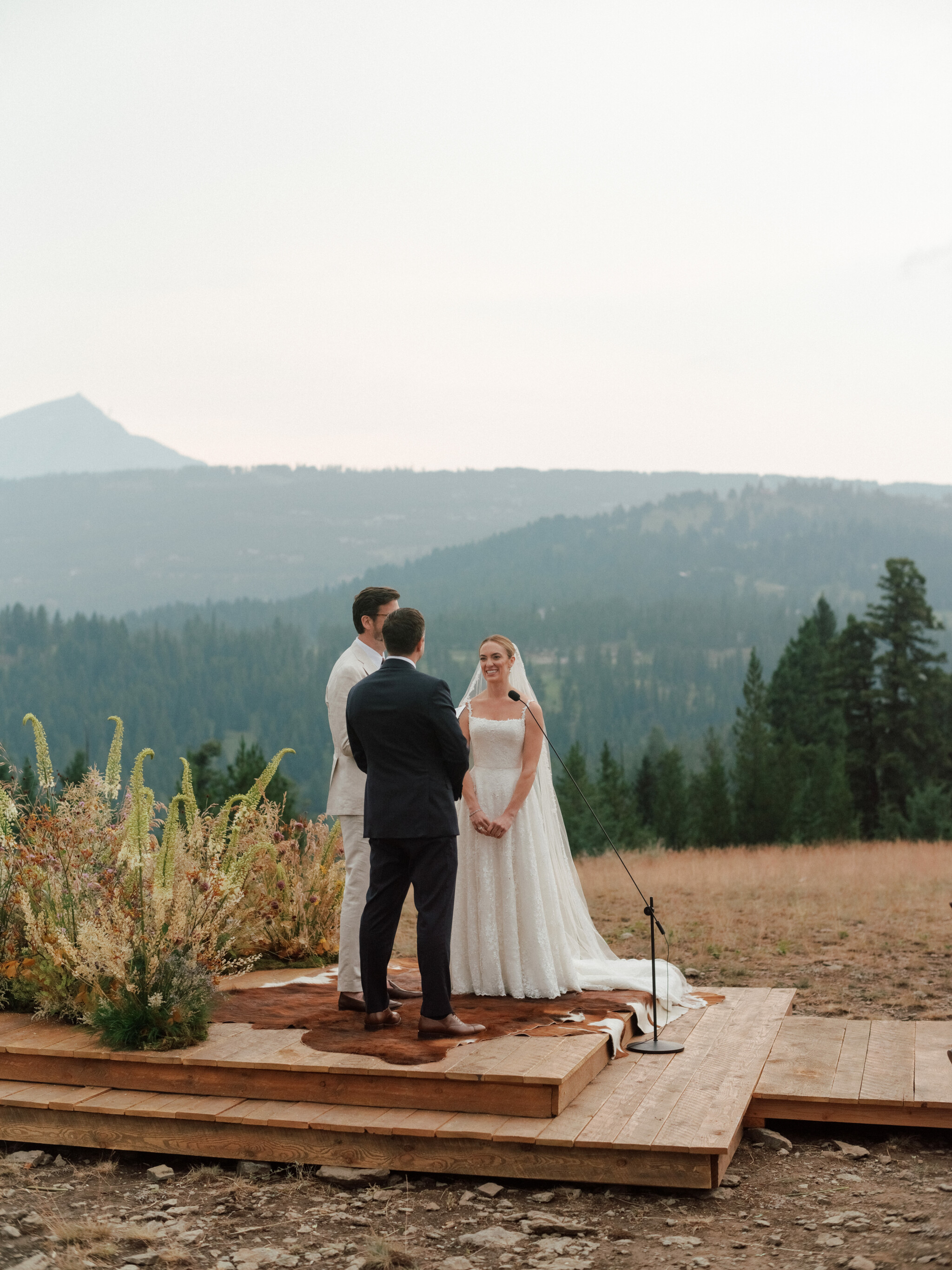 Phillipa Lepley Bride Alex Couture Bespoke Lace Wedding Dress With Straps Lace Wedding Veil Montana Wedding