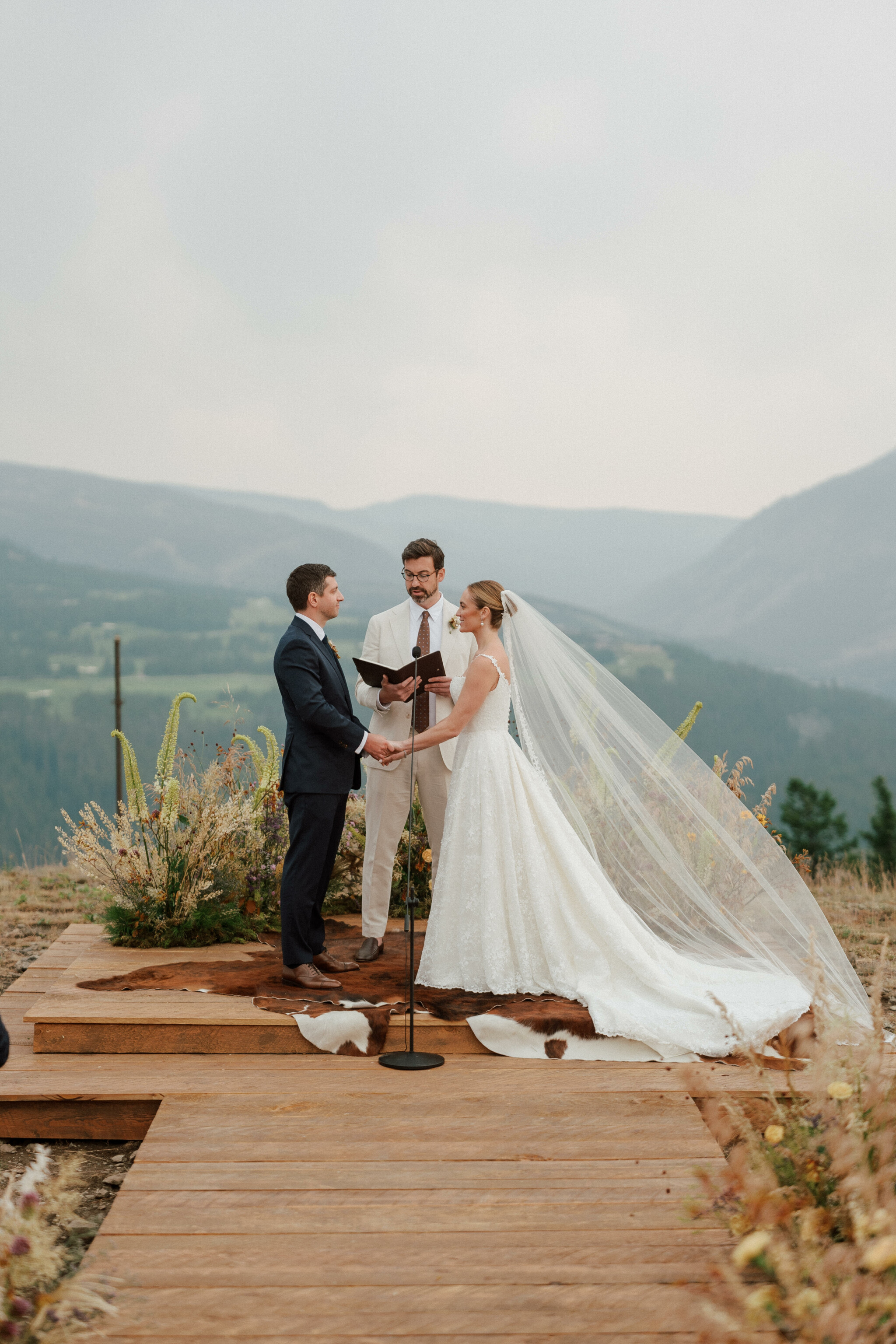 Phillipa Lepley Bride Alex Couture Bespoke Lace Wedding Dress With Straps Lace Wedding Veil Montana Wedding