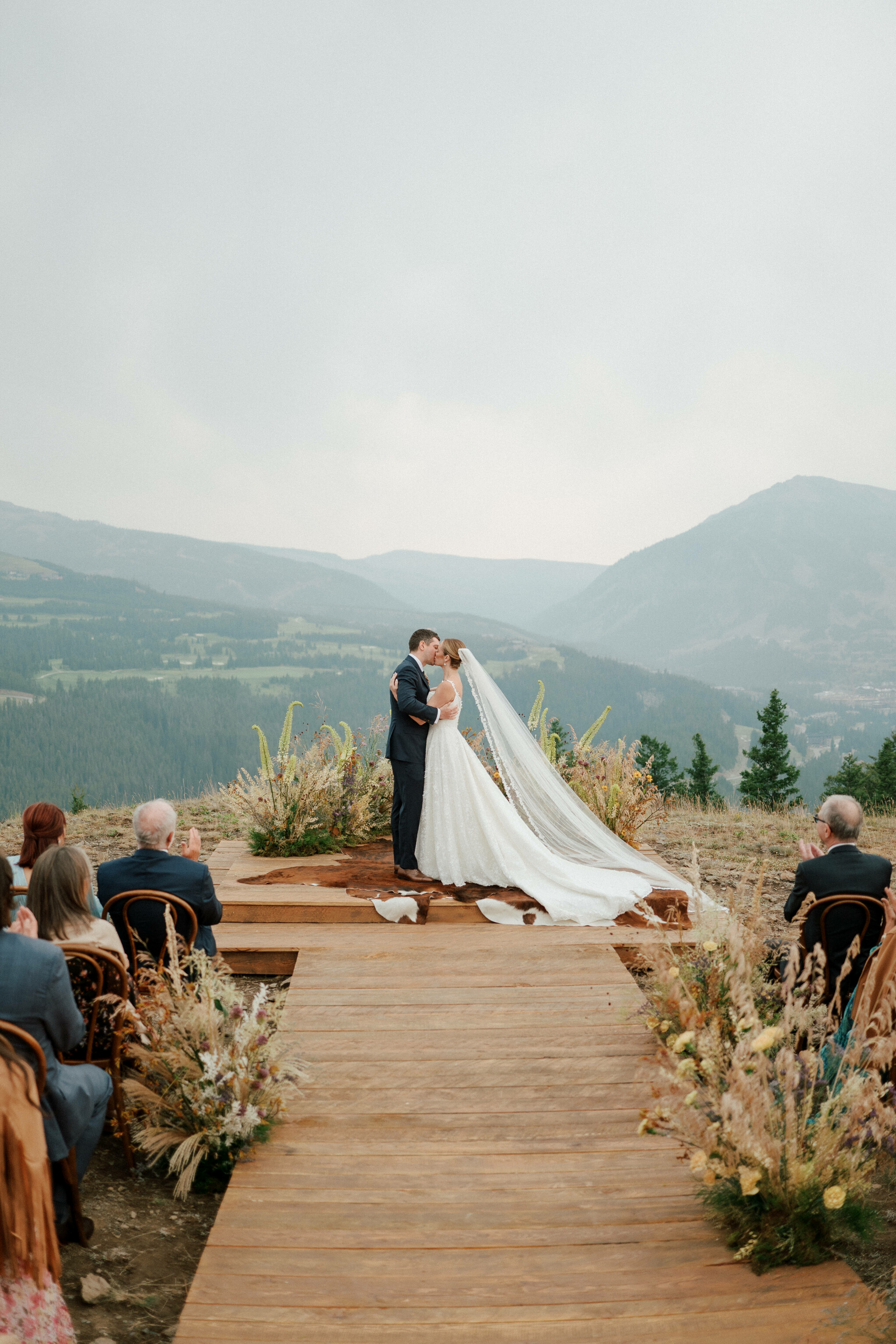 Phillipa Lepley Bride Alex Couture Bespoke Lace Wedding Dress With Straps Lace Wedding Veil Montana Wedding