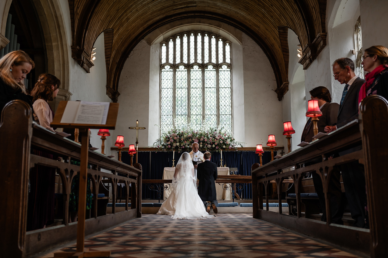 Phillipa Lepley bride Amelia Corseted Couture Scroll Lace Wedding Dress With High Neck Lace Border Veil