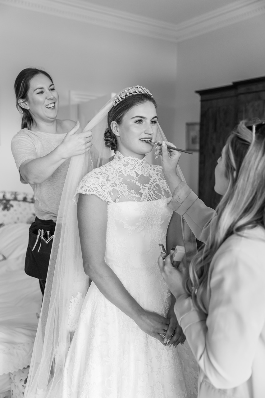 Phillipa Lepley bride Amelia Corseted Couture Scroll Lace Wedding Dress With High Neck Lace Border Veil