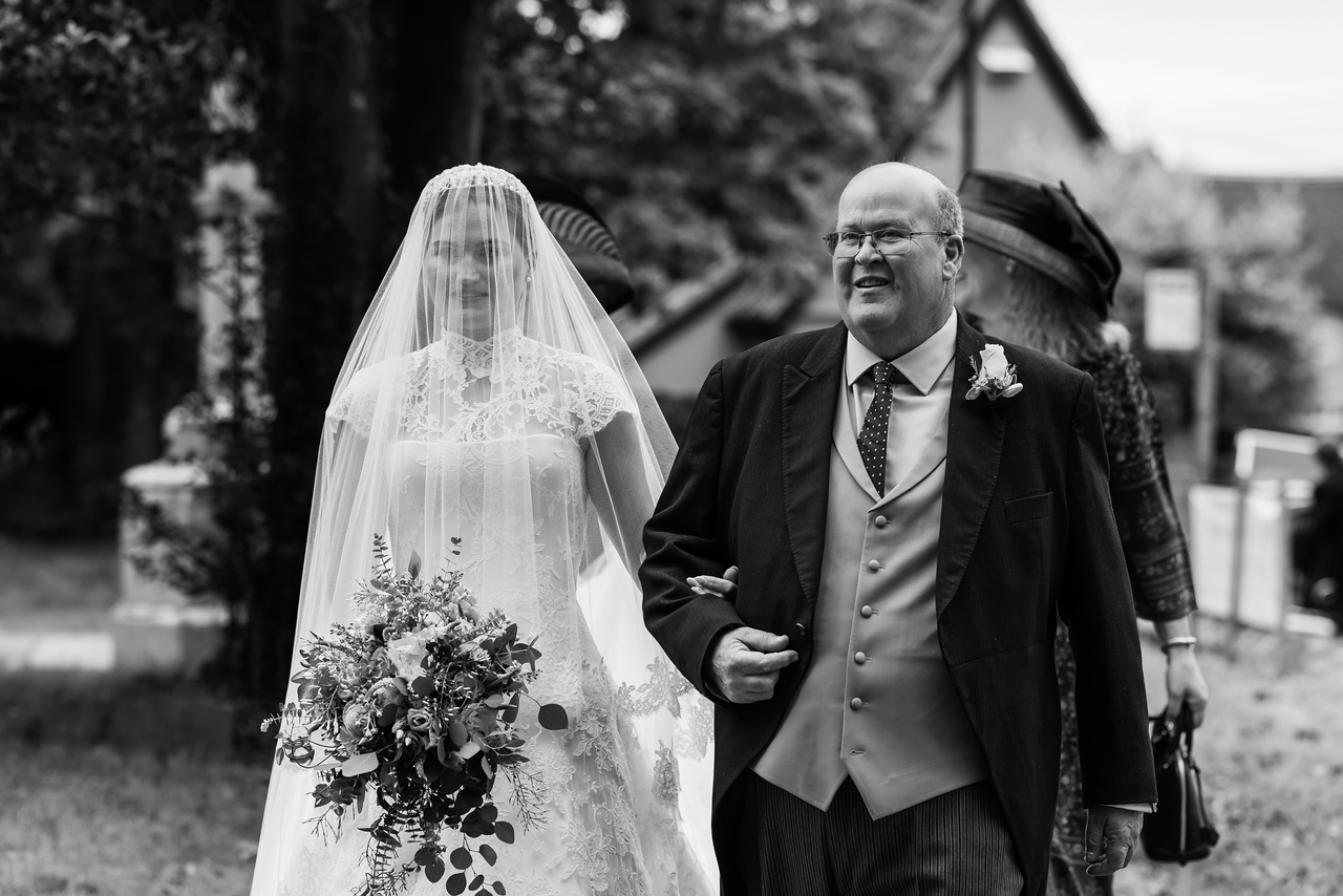 Phillipa Lepley bride Amelia Corseted Couture Scroll Lace Wedding Dress With High Neck Lace Border Veil