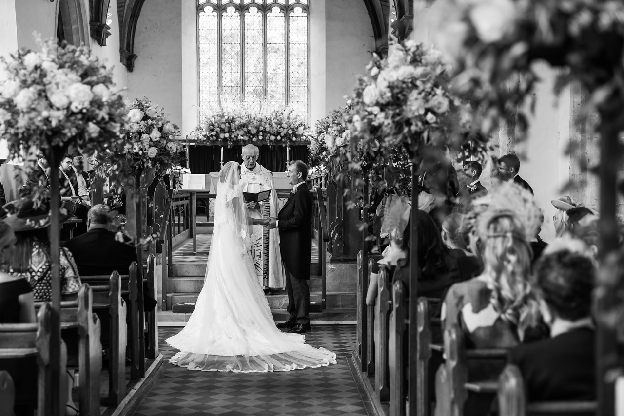 Phillipa Lepley bride Amelia Corseted Couture Scroll Lace Wedding Dress With High Neck Lace Border Veil