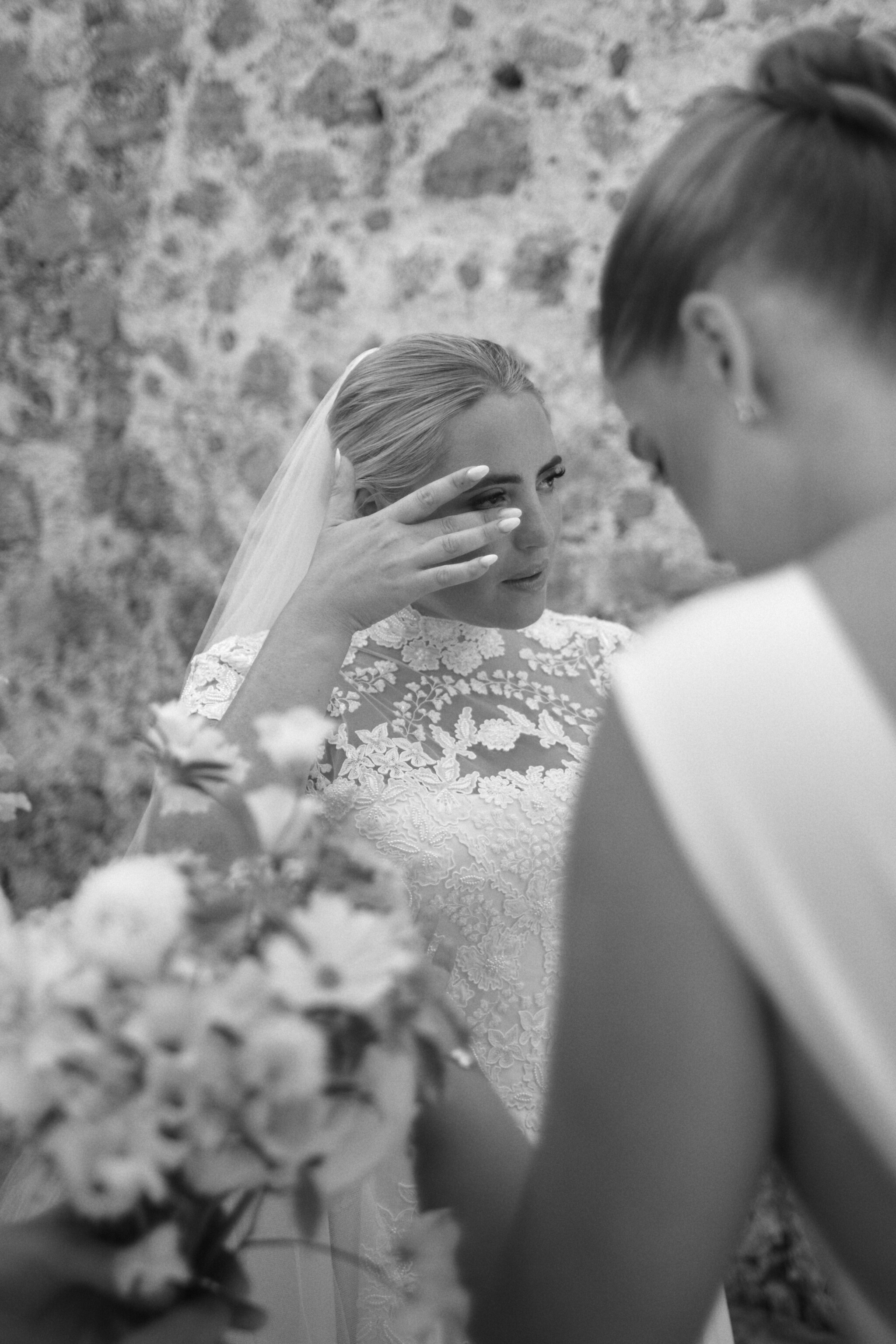 Phillipa Lepley Bride Georgiana Mallorca Wedding Bespoke High Neck Duchess Satin Wedding Dress with Floral Hand Embroidery