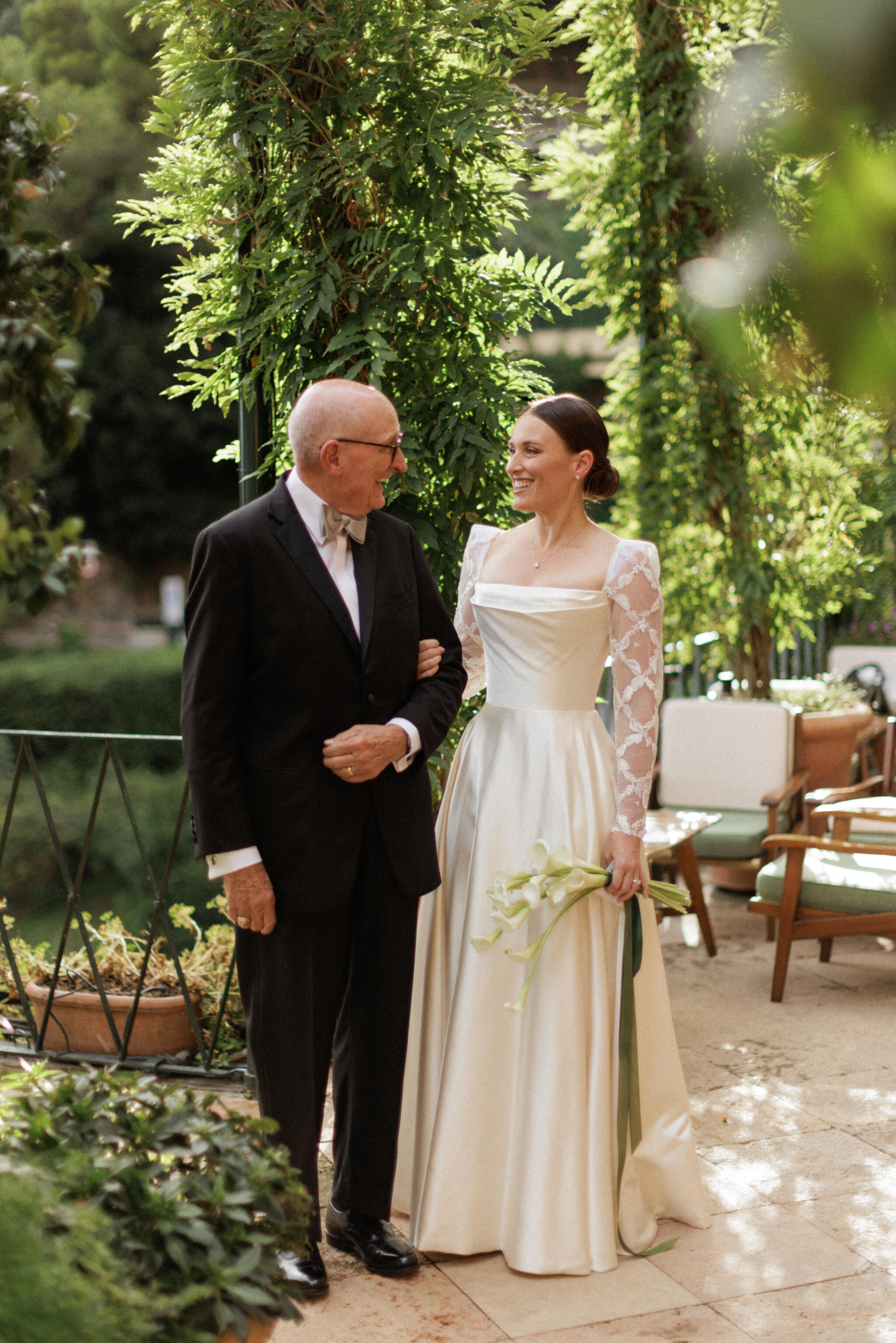 Phillipa Lepley Bride Camille Square Neck Couture Modern Wedding Dress Embroidered Sleeves Portofino Wedding