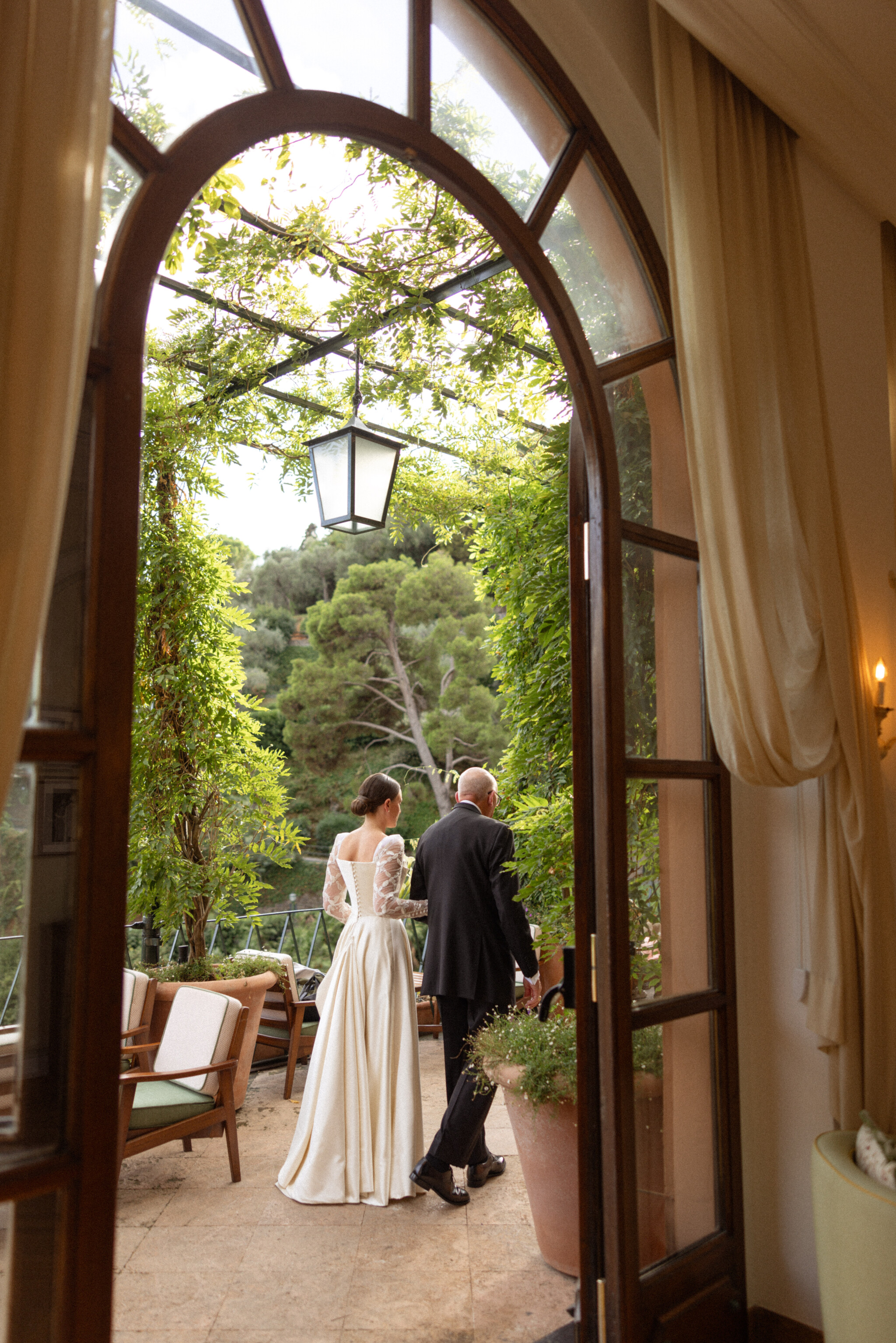 Phillipa Lepley Bride Camille Square Neck Couture Modern Wedding Dress Embroidered Sleeves Portofino Wedding