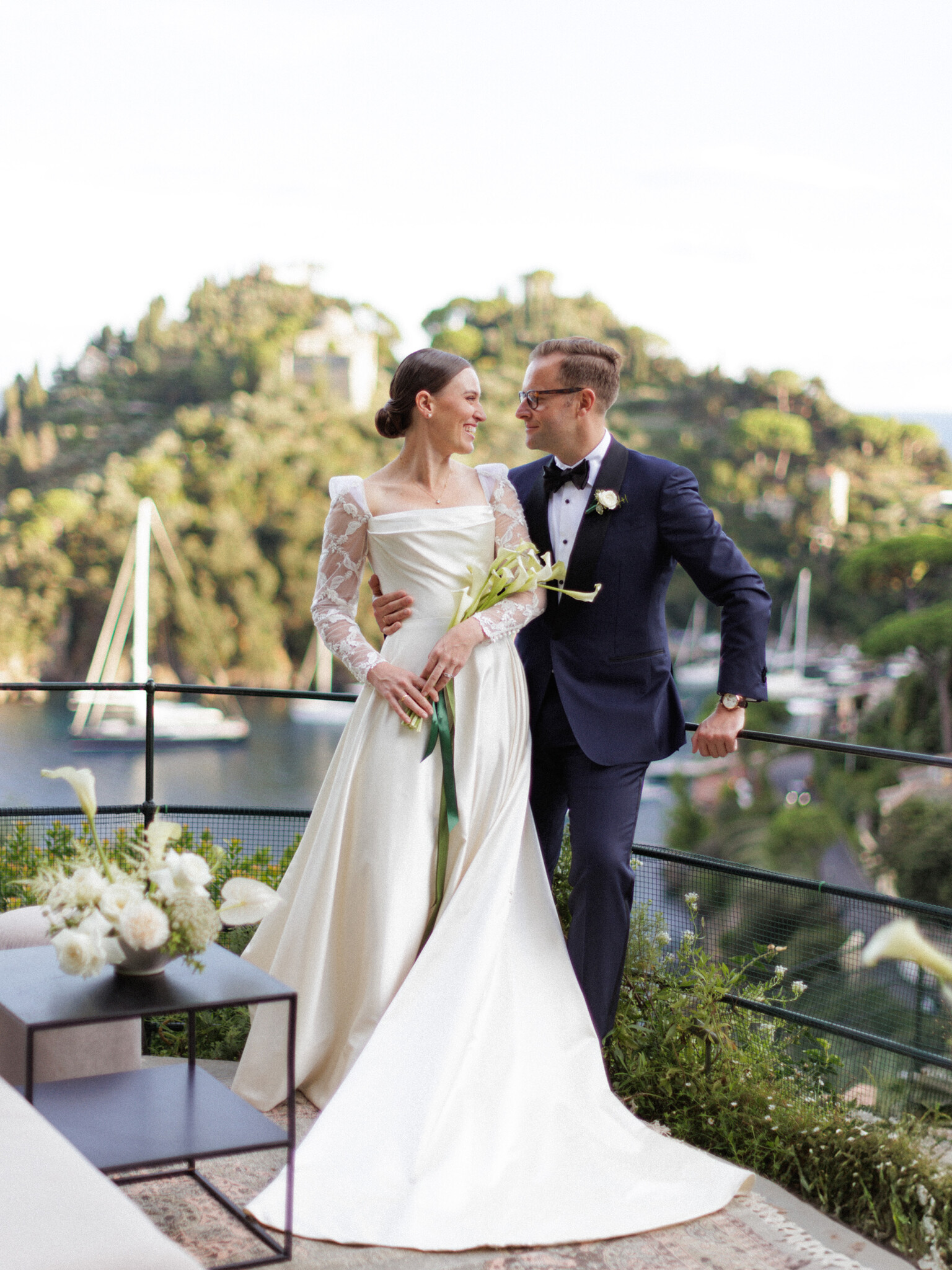 Phillipa Lepley Couture Real Bride Camille Duchess Satin Embroidered Sleeve Dress