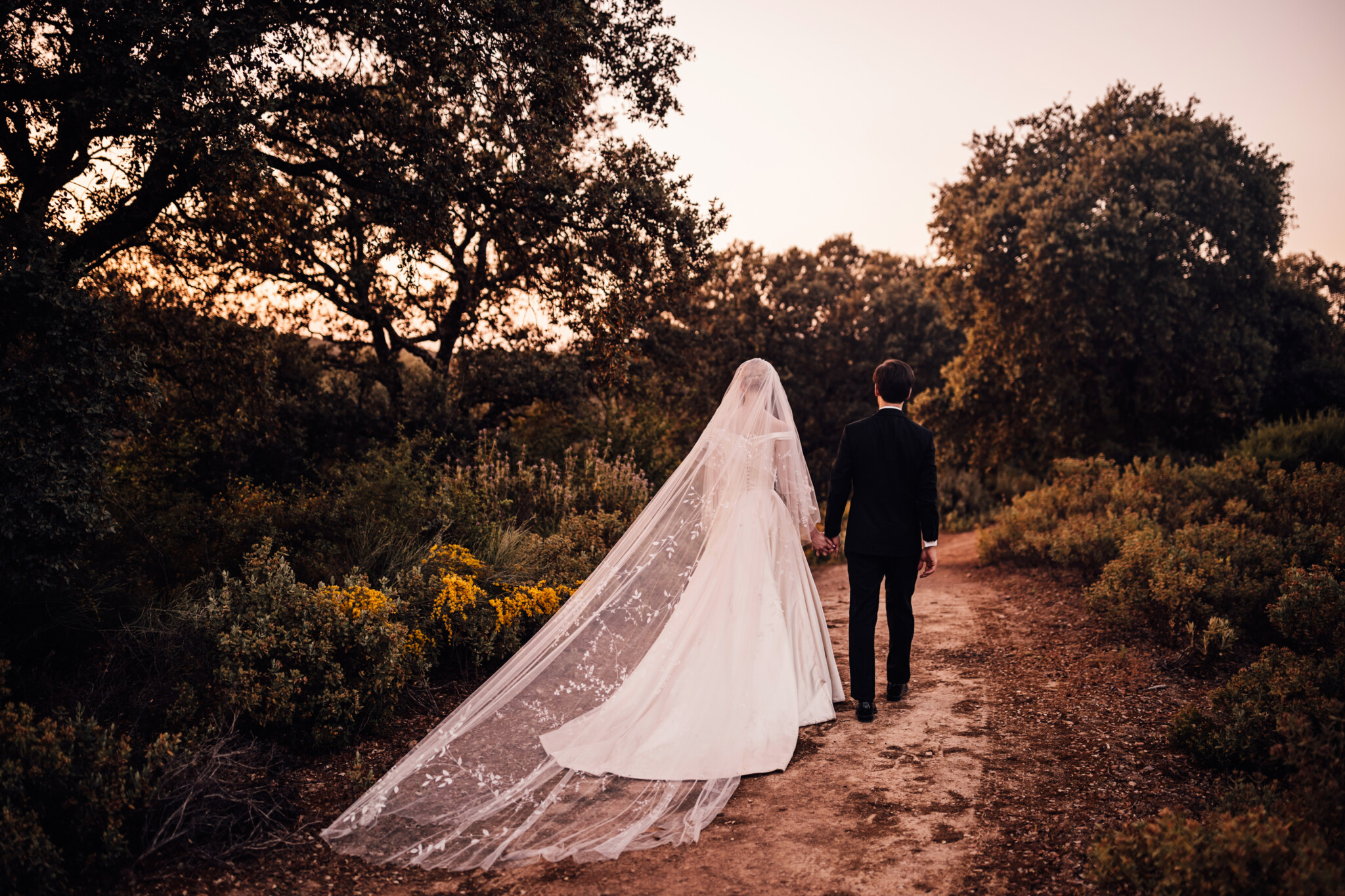Phillipa Lepley bride Alexandra Timeless Duchess Satin Couture Wedding Dress with Bow and Hand Embroidered Veil Destination Spanish Wedding