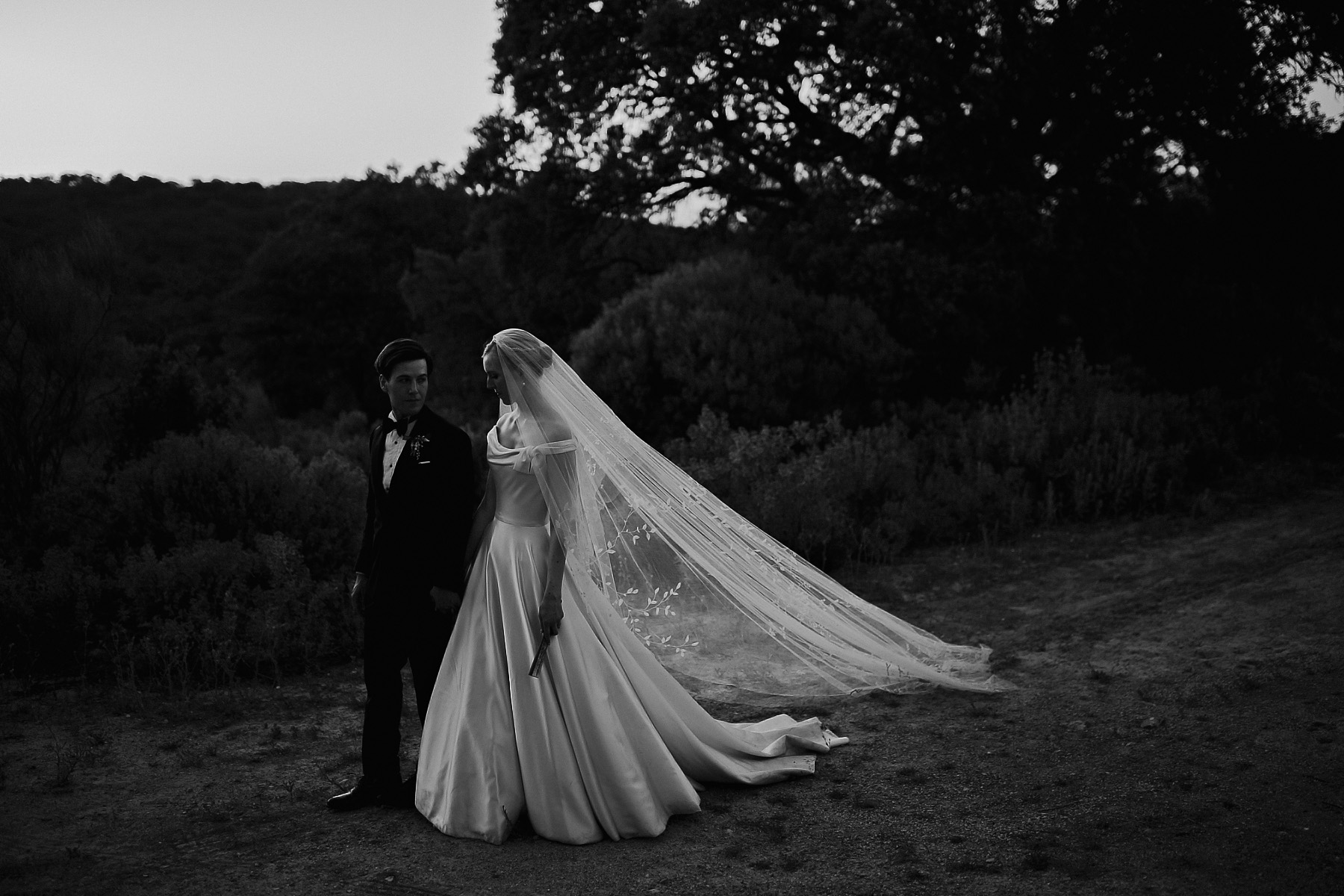 Phillipa Lepley bride Alexandra Timeless Duchess Satin Couture Wedding Dress with Bow and Hand Embroidered Veil Destination Spanish Wedding