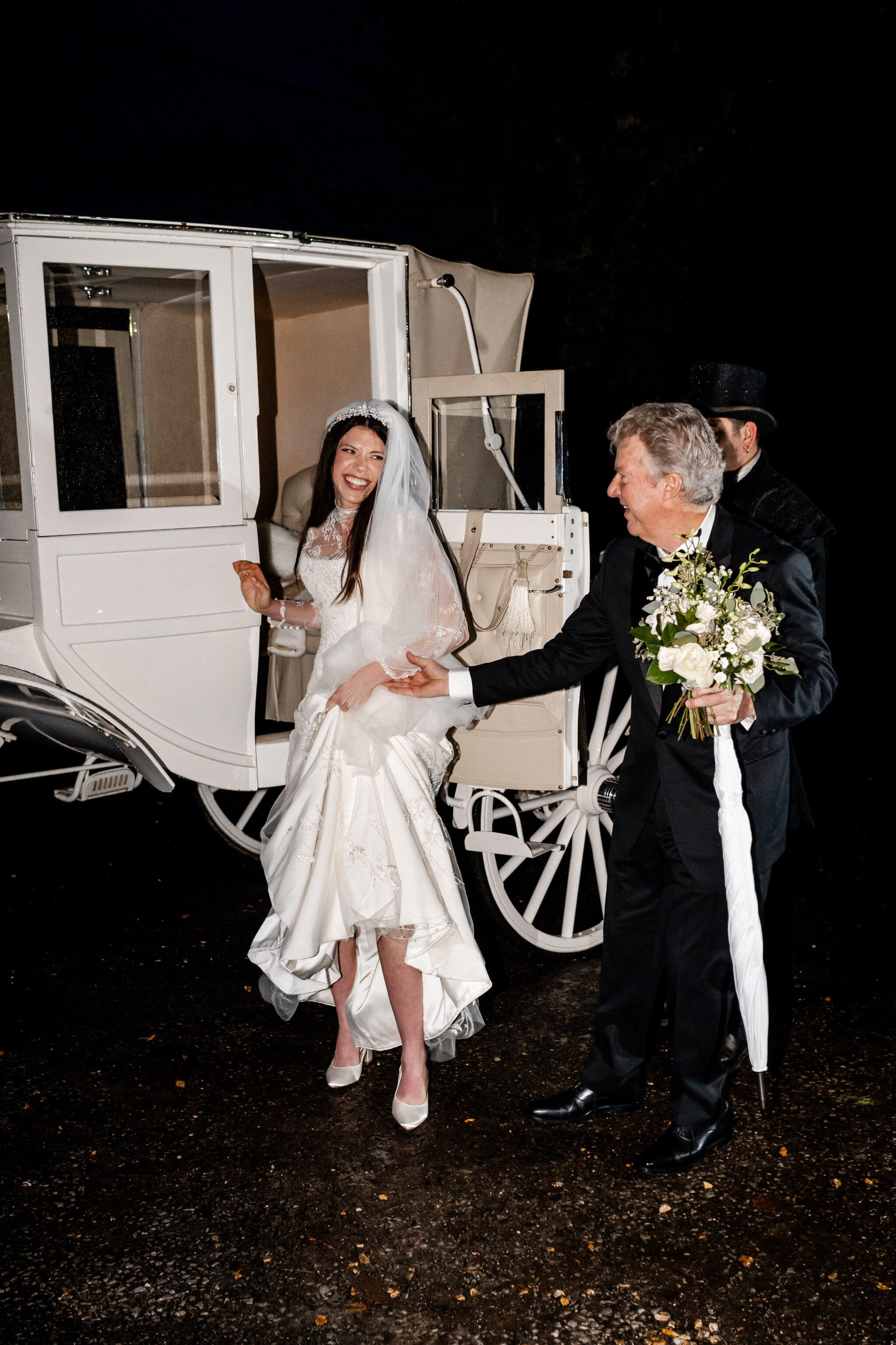 Phillipa Lepley bride Georgina New Years’ Eve Wedding Bespoke High-Neck Embellished Wedding Dress With Long Sleeves