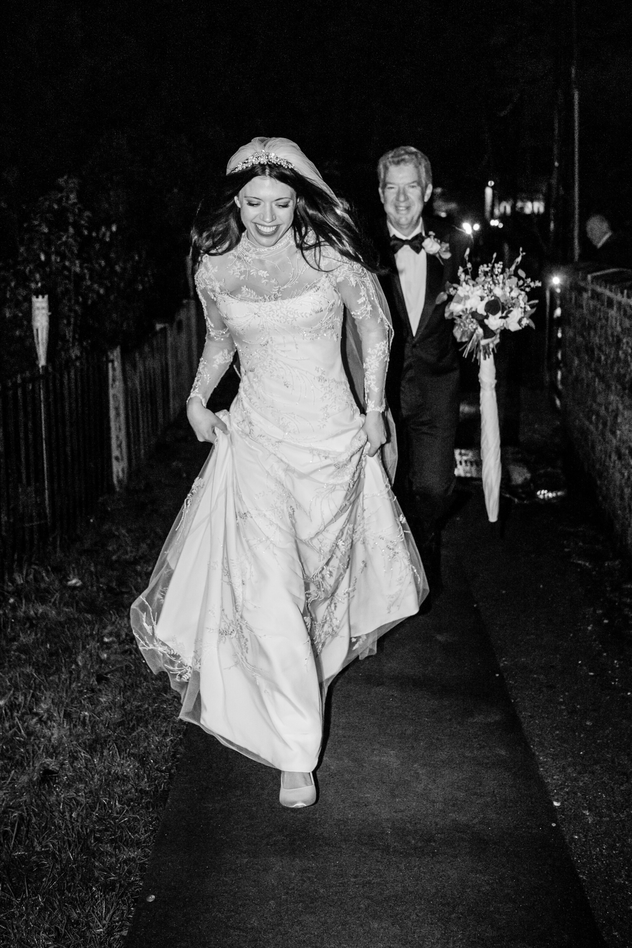 Phillipa Lepley bride Georgina New Years’ Eve Wedding Bespoke High-Neck Embellished Wedding Dress With Long Sleeves