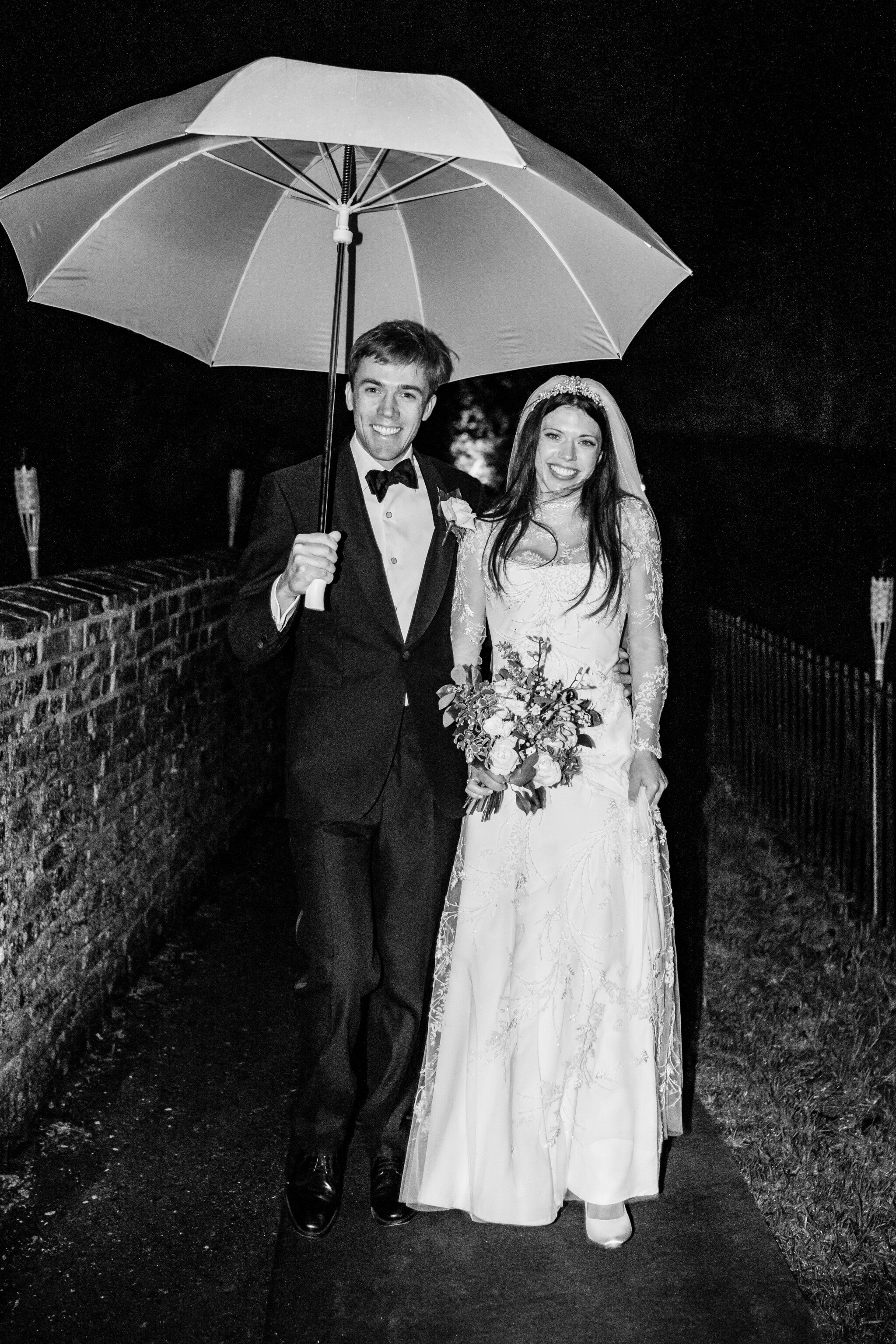 Phillipa Lepley bride Georgina New Years’ Eve Wedding Bespoke High-Neck Embellished Wedding Dress With Long Sleeves