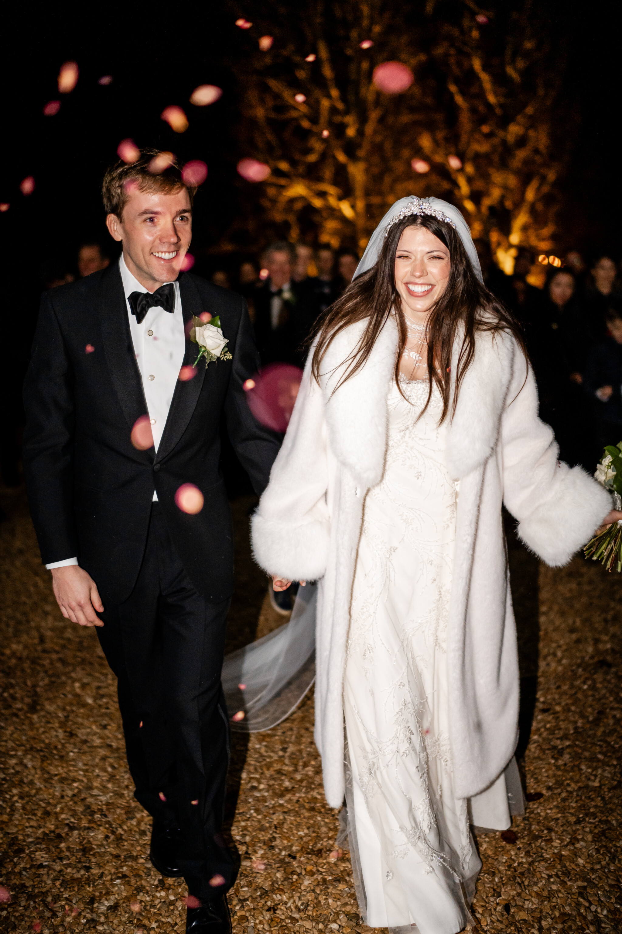 Phillipa Lepley bride Georgina New Years’ Eve Wedding Bespoke High-Neck Embellished Wedding Dress With Long Sleeves