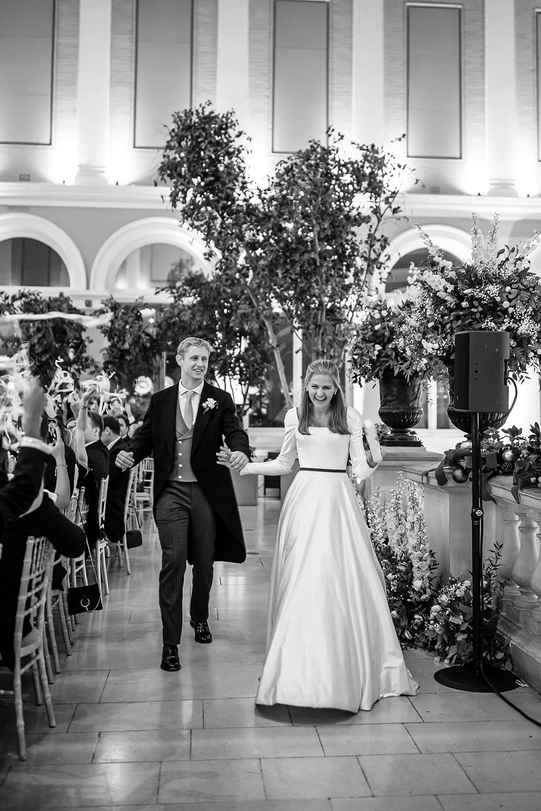 Phillipa Lepley bride Olivia bespoke ivory Italian duchess satin wedding dress winter church wedding hand embroidered veil