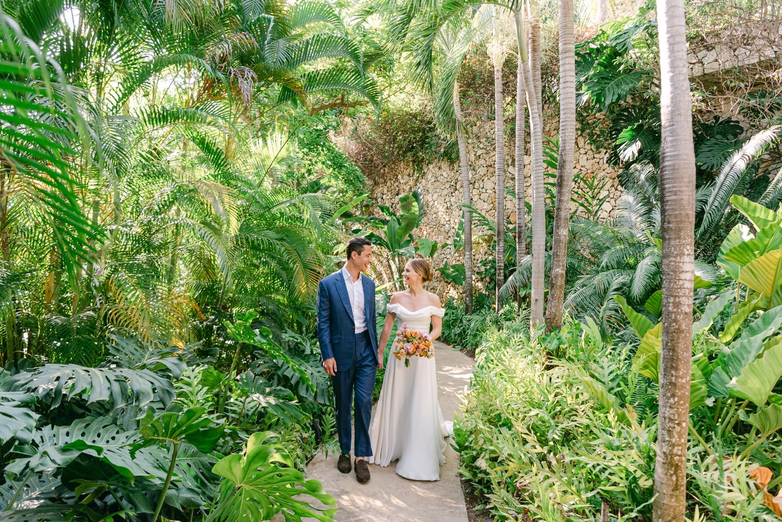 Phillipa Lepley bride Hannah Bespoke Chiffon Draped Wedding Dress Destination Wedding in Jamaica Beach Wedding