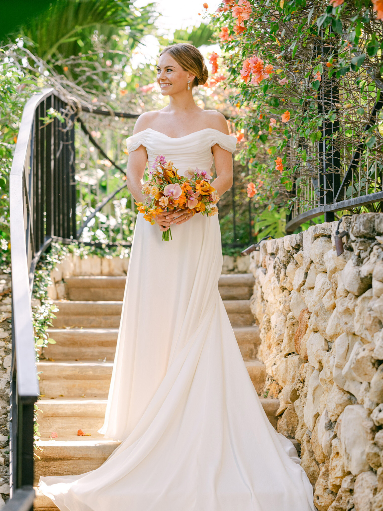 Phillipa Lepley bride Hannah Bespoke Chiffon Draped Wedding Dress Destination Wedding in Jamaica Beach Wedding
