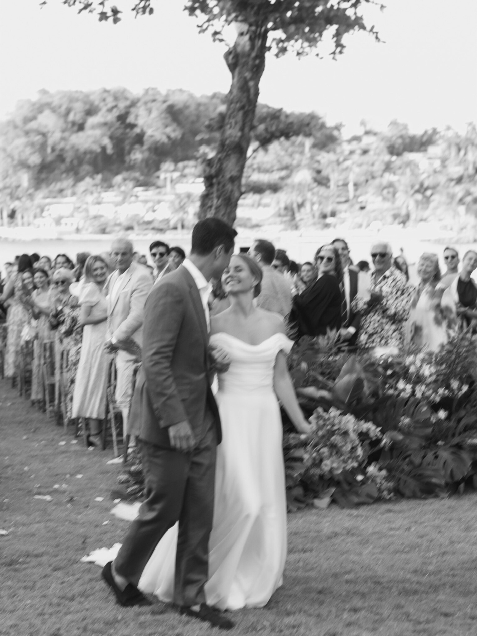 Phillipa Lepley bride Hannah Bespoke Chiffon Draped Wedding Dress Destination Wedding in Jamaica Beach Wedding
