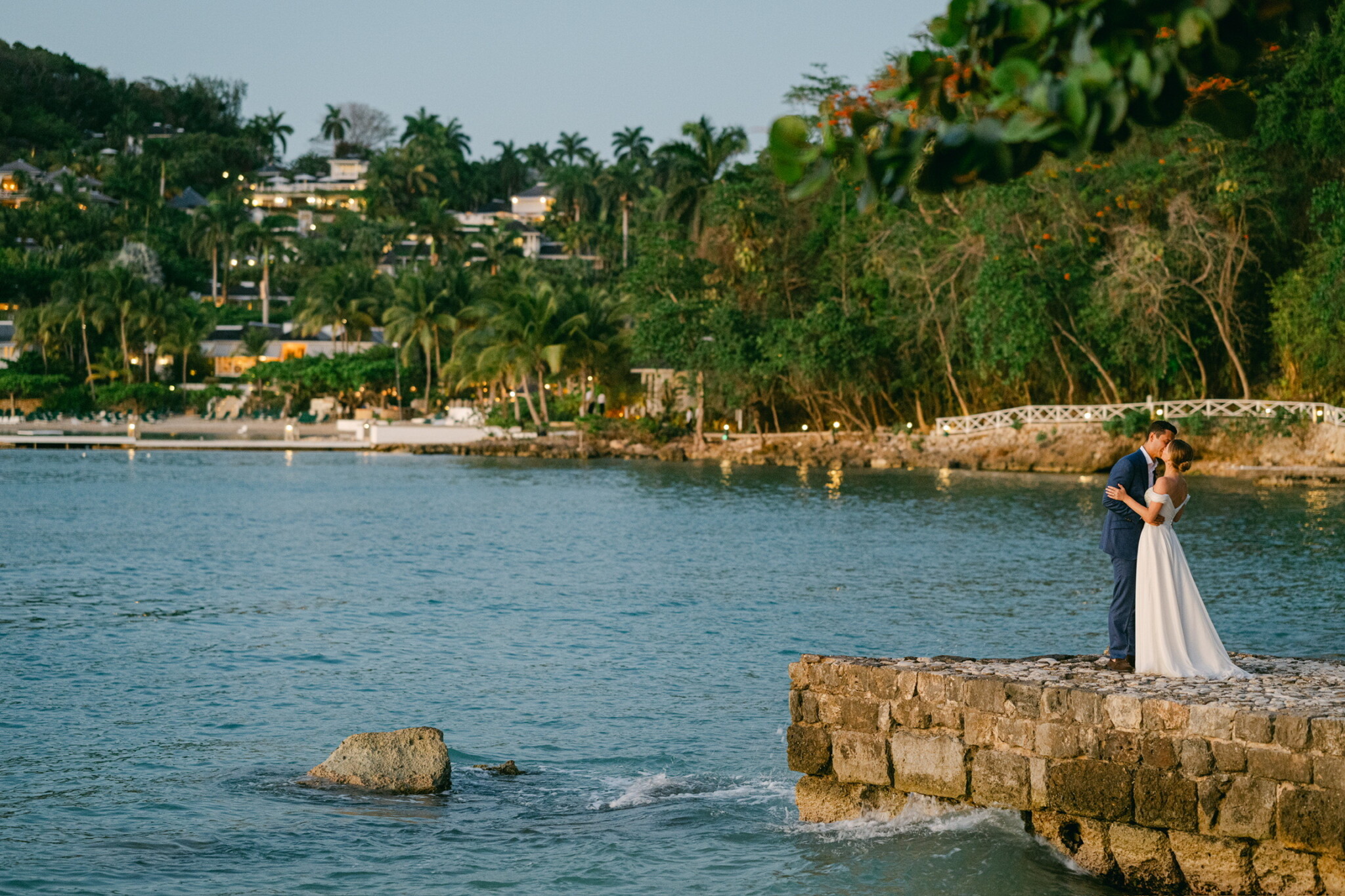 Phillipa Lepley bride Hannah Bespoke Chiffon Draped Wedding Dress Destination Wedding in Jamaica Beach Wedding