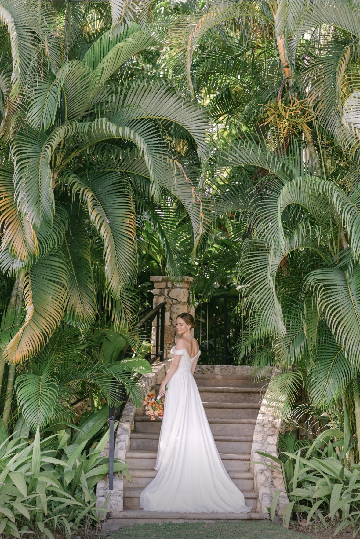 Phillipa Lepley bride Hannah Bespoke Chiffon Draped Wedding Dress Destination Wedding in Jamaica Beach Wedding