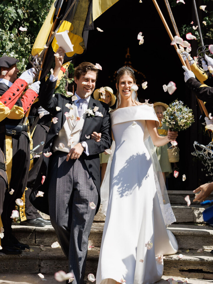Phillipa Lepley bride Tatiana Silk Crepe and Duchess Satin Wedding Dress Bespoke Personal Embroidery Tuscany Italian Wedding