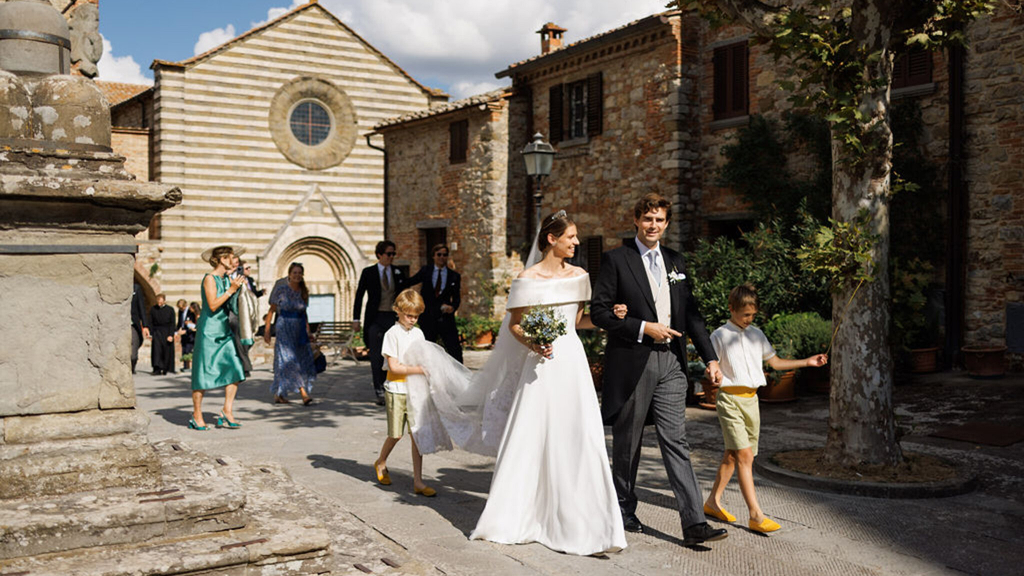 Phillipa Lepley bride Tatiana Silk Crepe and Duchess Satin Wedding Dress Bespoke Personal Embroidery Tuscany Italian Wedding