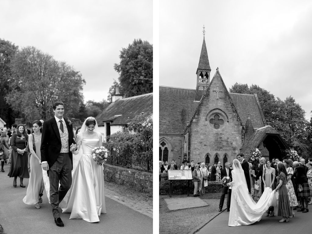 Phillipa Lepley Bride Georgina Loch Lomond Wedding Simple Duchess Satin Couture Long Sleeve Wedding Dress With Lace Silk Tulle Veil