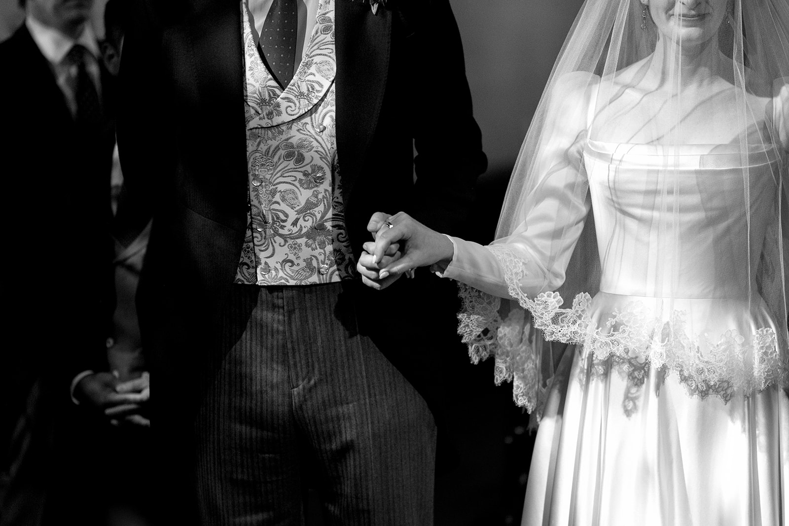 Phillipa Lepley Bride Georgina Loch Lomond Wedding Simple Duchess Satin Couture Long Sleeve Wedding Dress With Lace Silk Tulle Veil