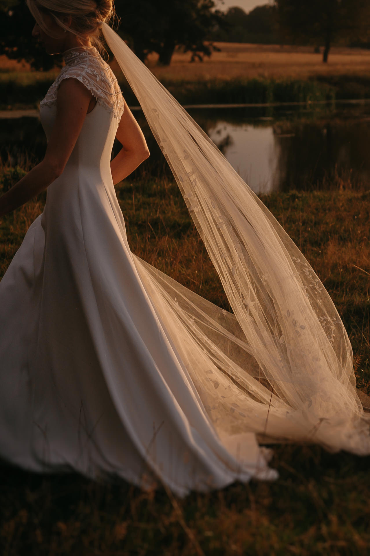 Phillipa Lepley Bride Isobel Silk Crepe Couture Wedding Dress With Embroidered Yoke And Embroidered Silk Tulle Veil Wilderness Reserve Wedding