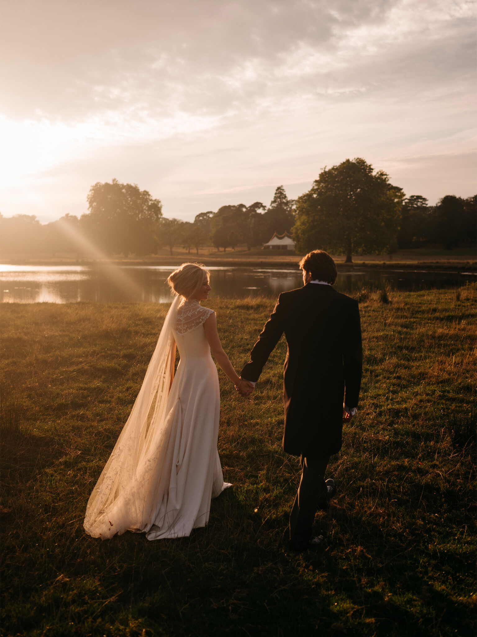 Phillipa Lepley Bride Isobel Silk Crepe Couture Wedding Dress With Embroidered Yoke And Embroidered Silk Tulle Veil Wilderness Reserve Wedding