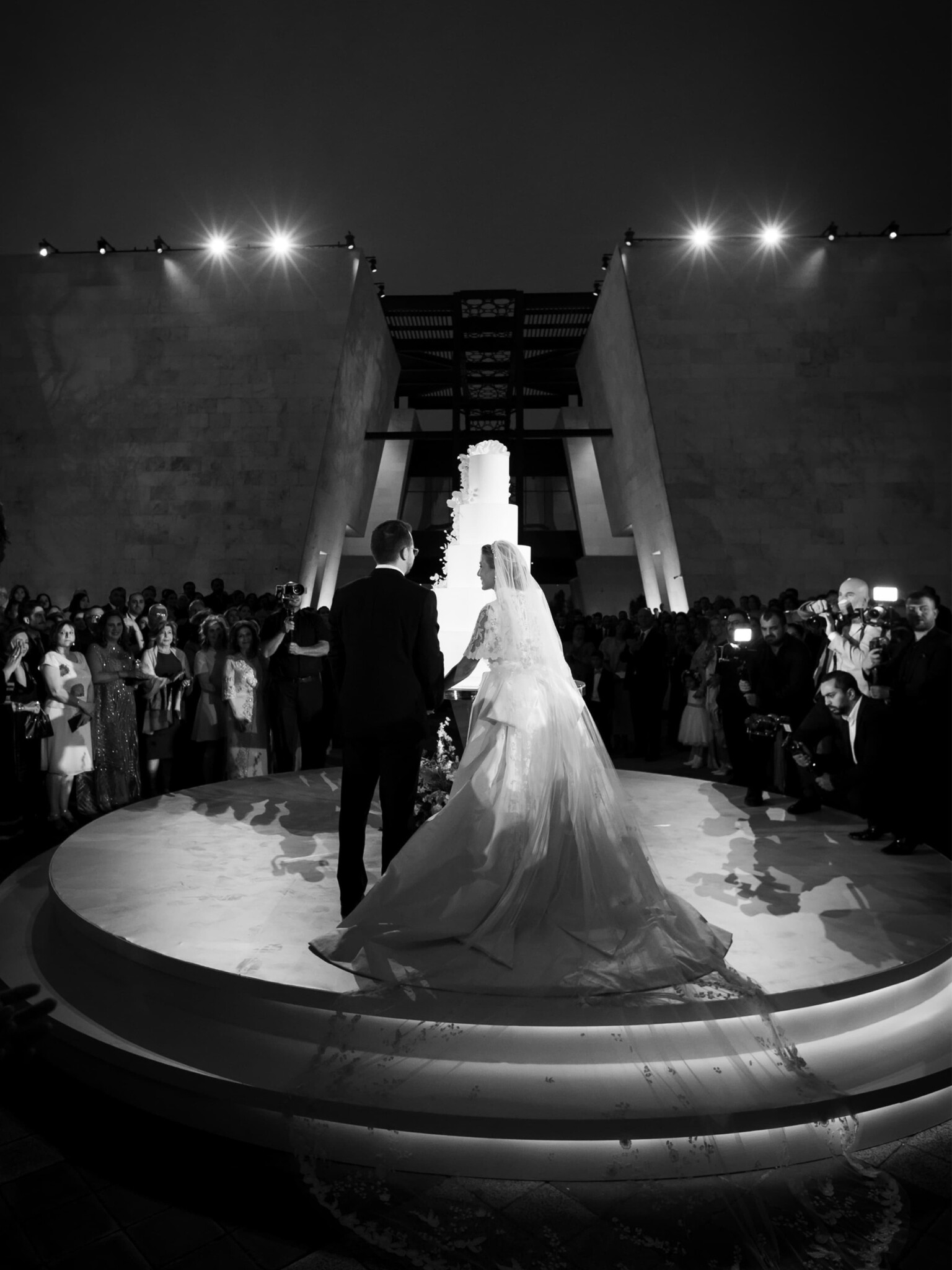 Phillipa Lepley Couture Real Bride Princess Aisha of Jordan Embroidered Capelet And Bespoke Dress And Veil