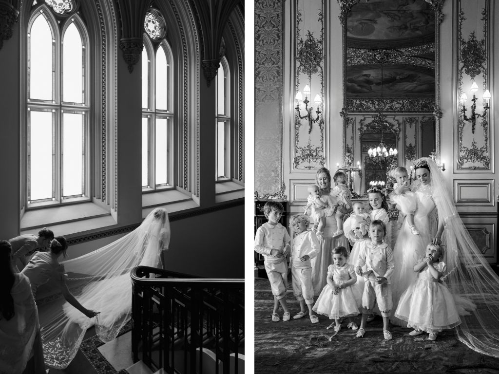 Phillipa Lepley Bespoke Celestial Puff Sleeve Wedding Dress Lady Violet Manners Viscountess Garnock Wedding At Belvoir Castle